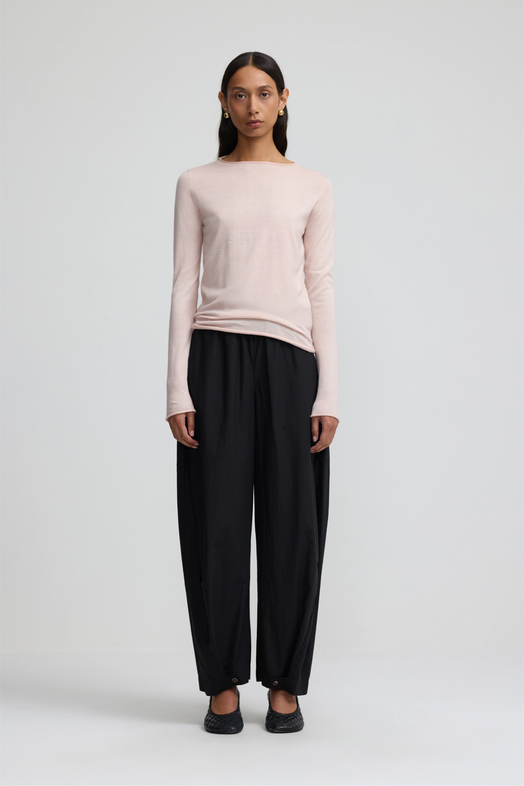 Cashmere Fitted Crew Neck - Silver Peony