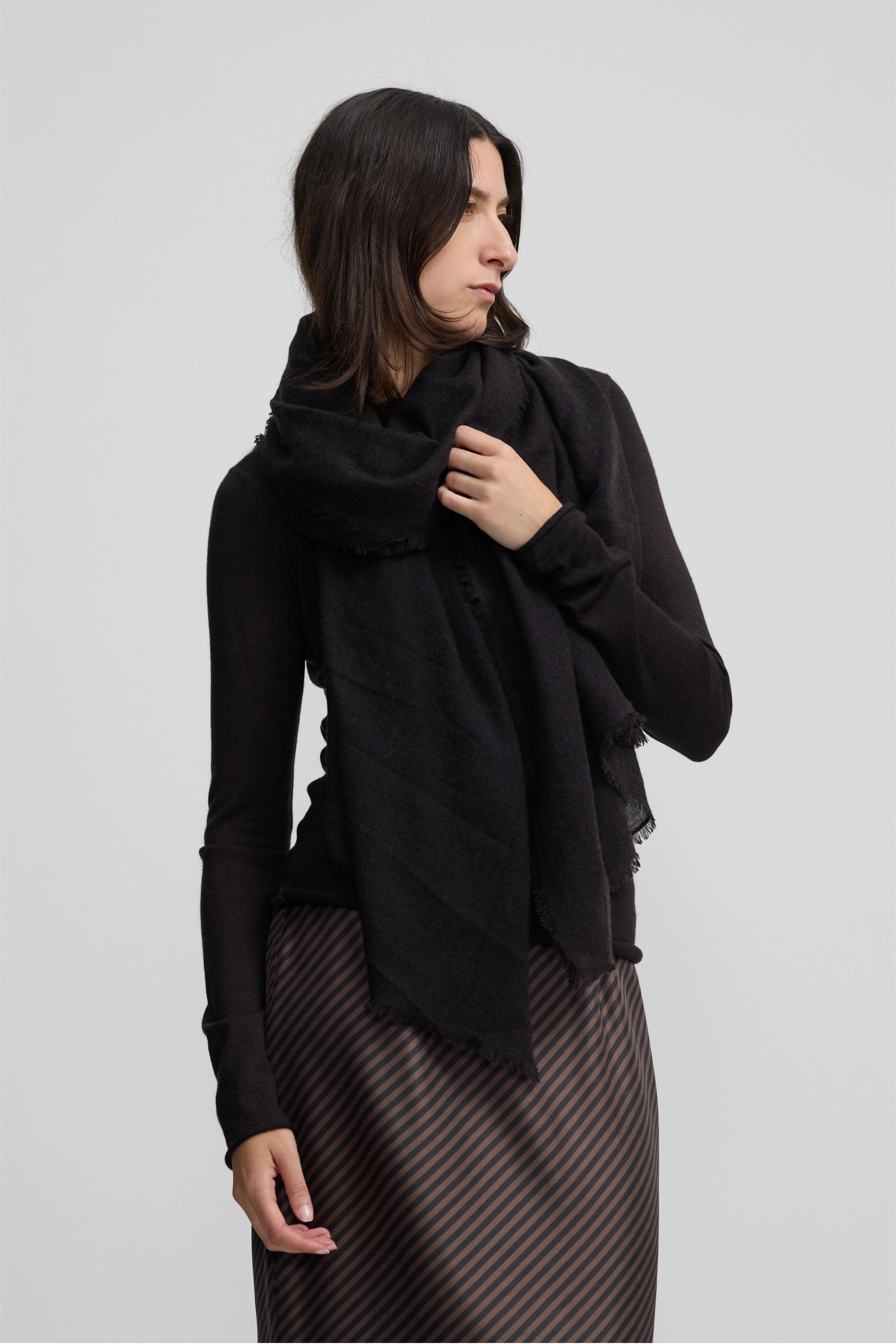 Cashmere Whisper Thin Scarf - Espresso