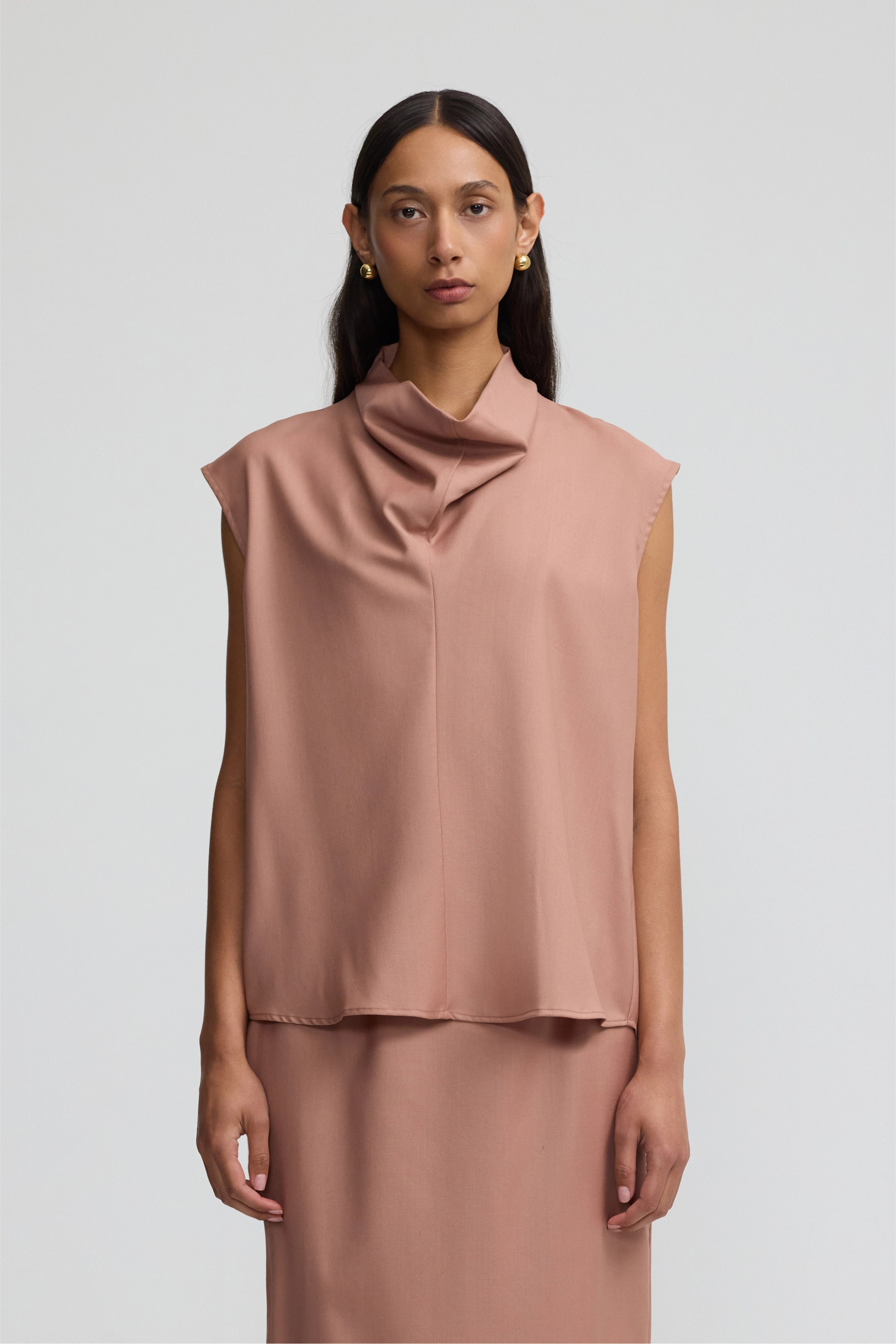 Cowl Top - Faded Rose Wool