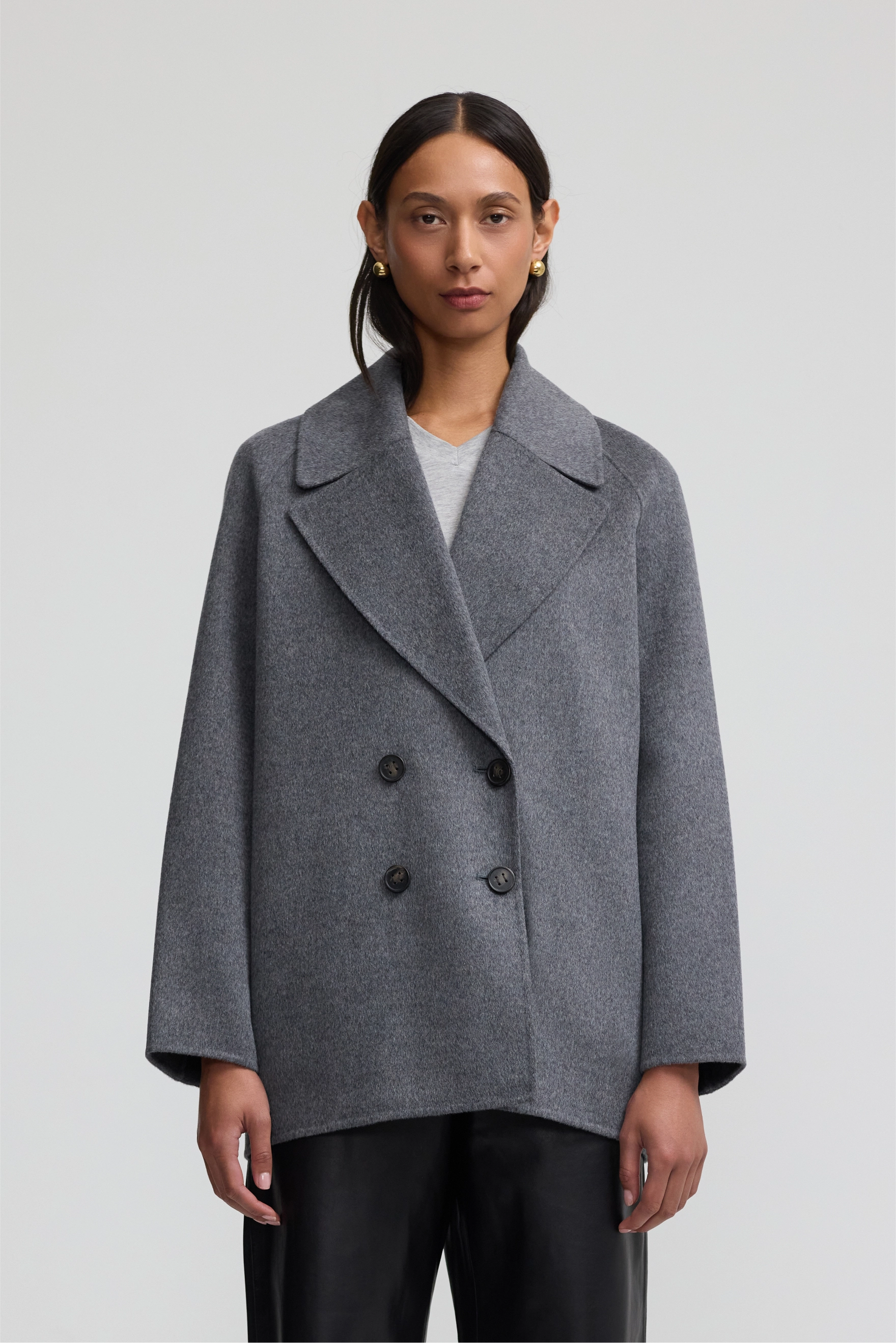 Cashmere Peacoat - Charcoal Grey