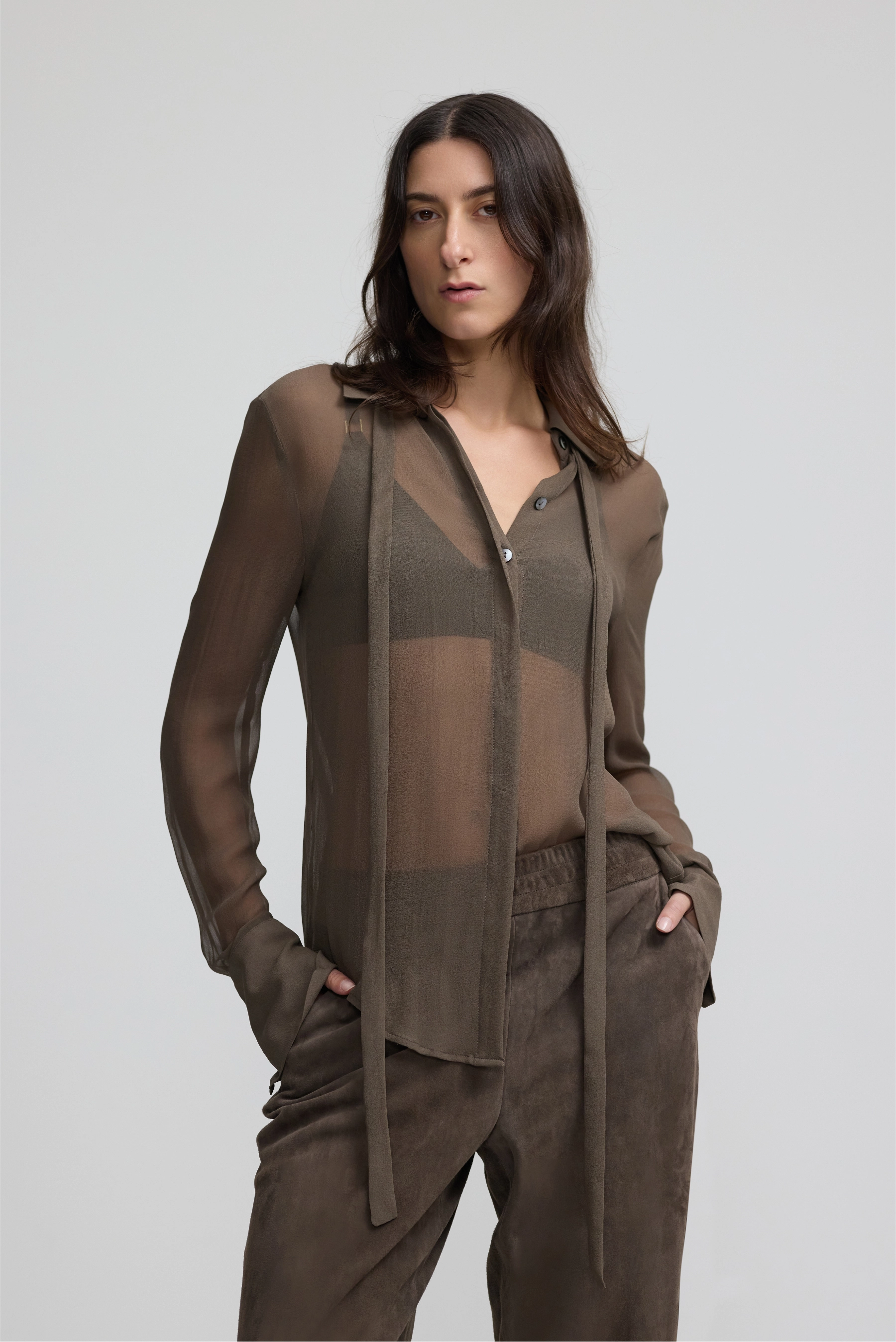 Perfect Shirt 2.0 - Dark Moss Georgette