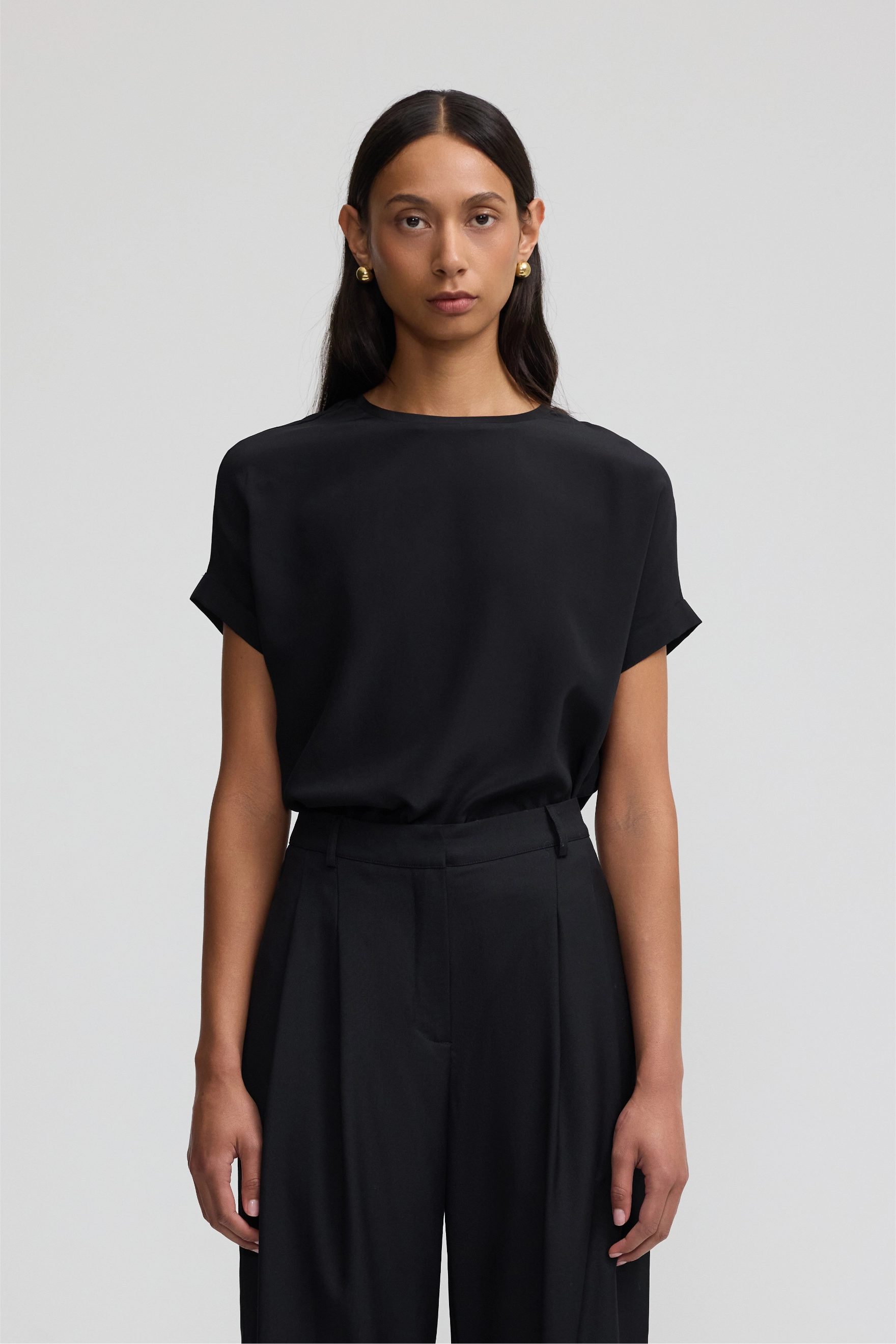 Relaxed Silk T-Shirt - Black