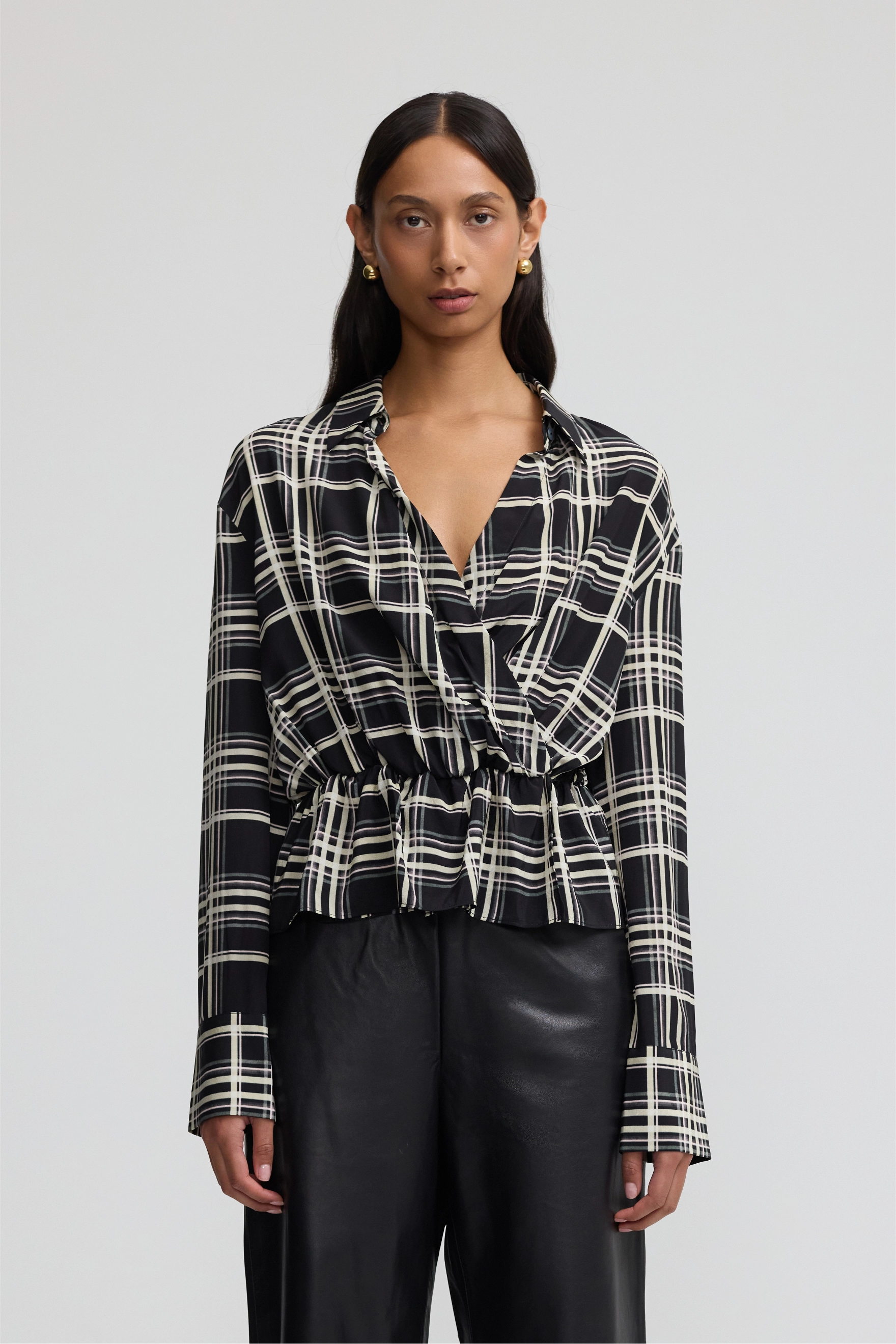 Wrap Shirt - Checkmate Silk