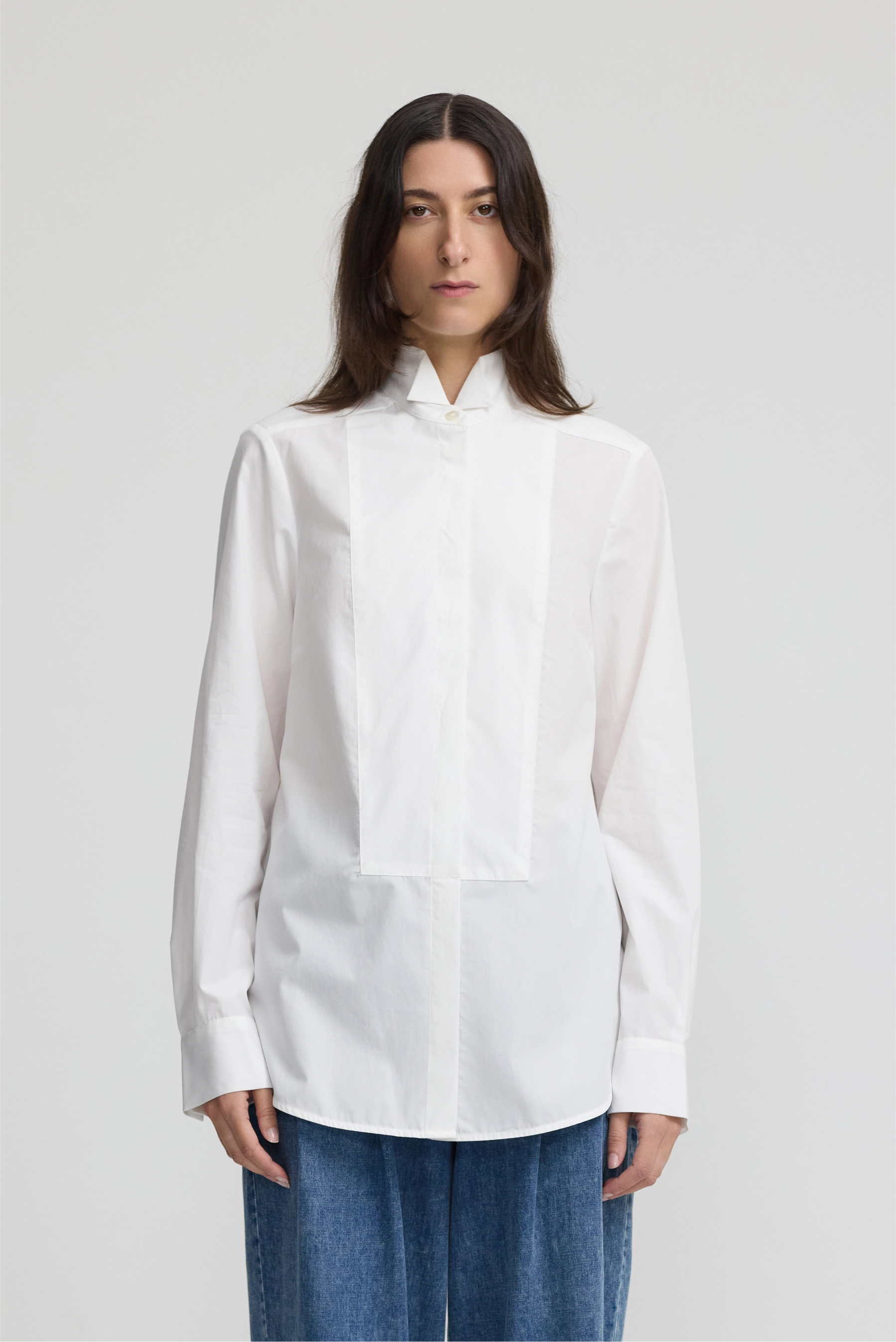 Tuxedo Shirt - White Cotton