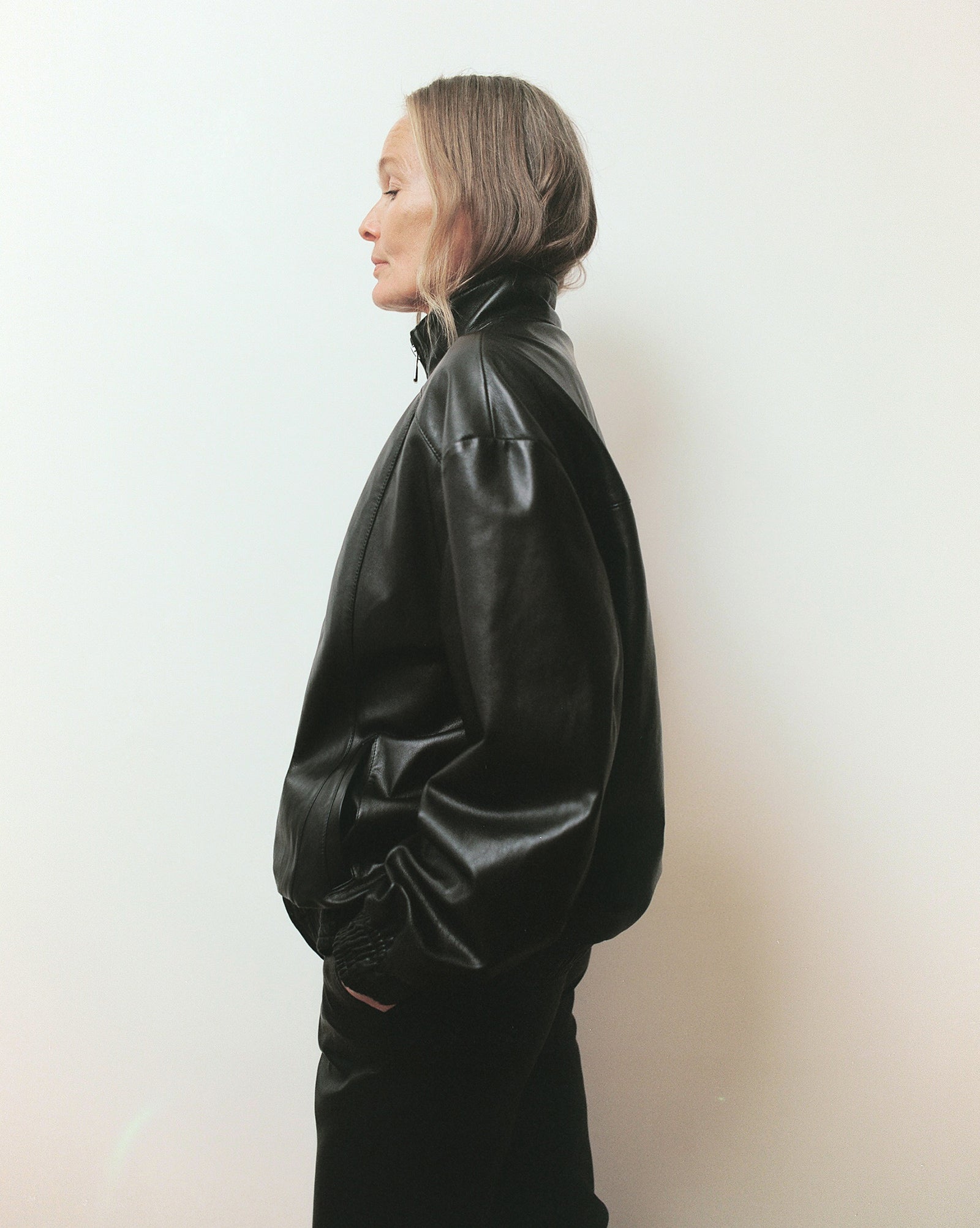 Leather Bomber - Black