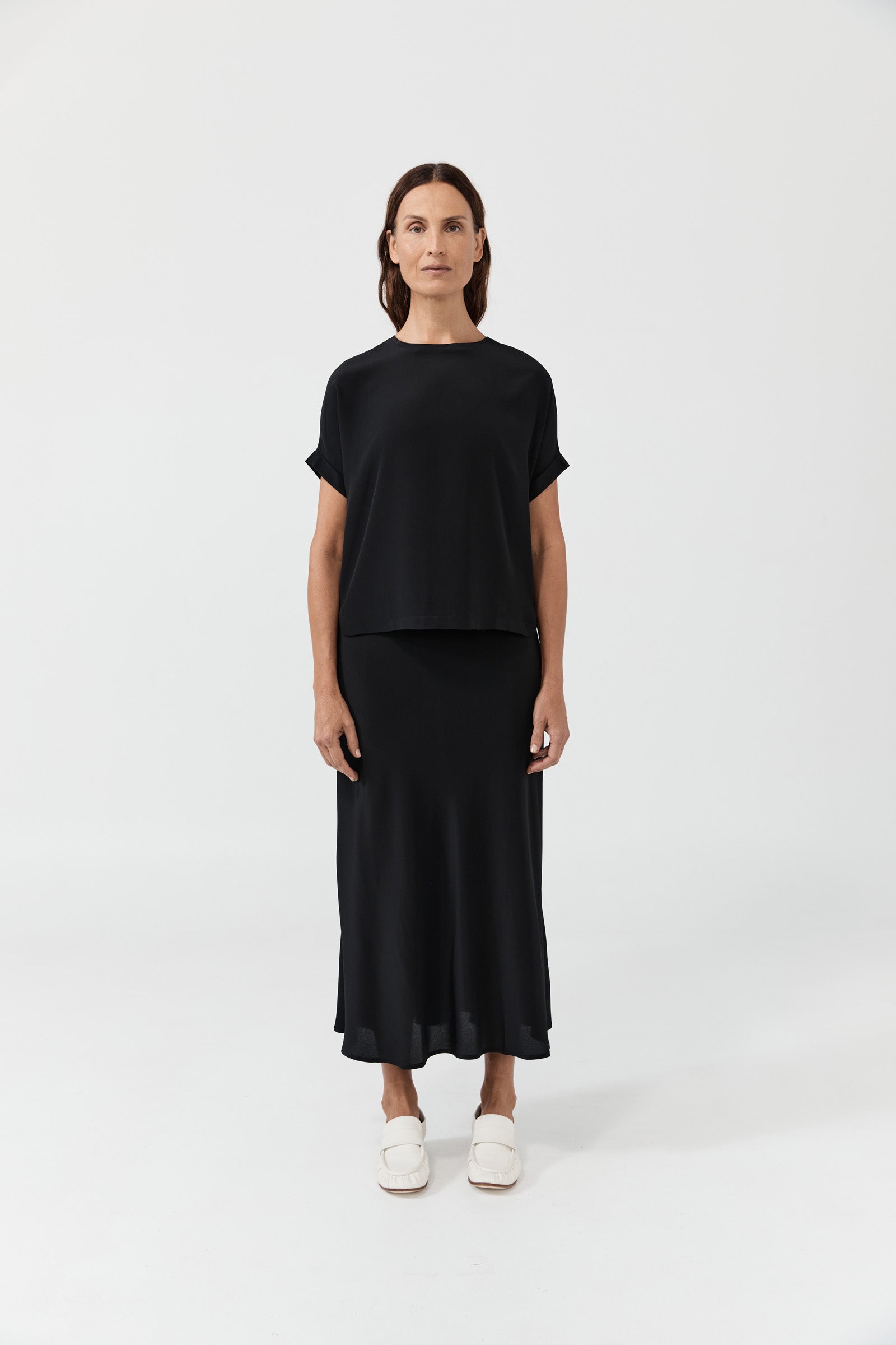 Maxi Bias Silk Skirt - Black CDC
