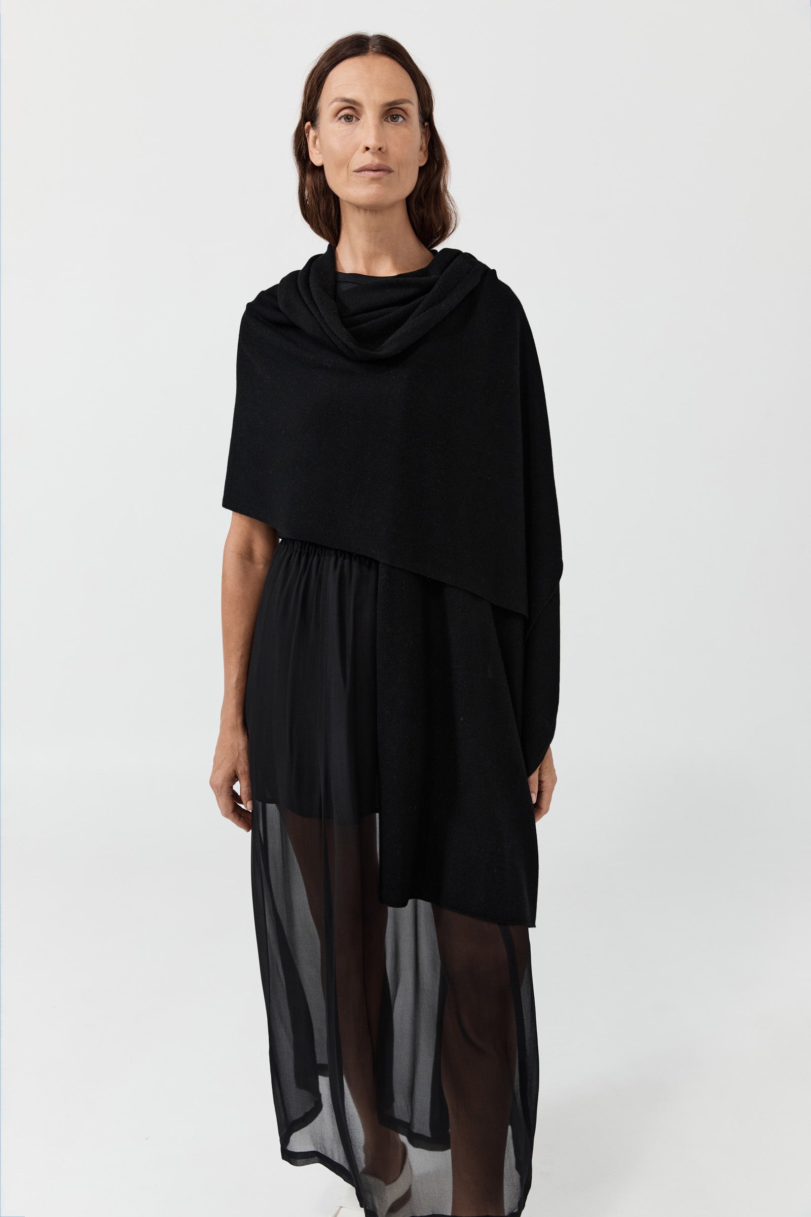 Cashmere Scarf - Black with Embroidery