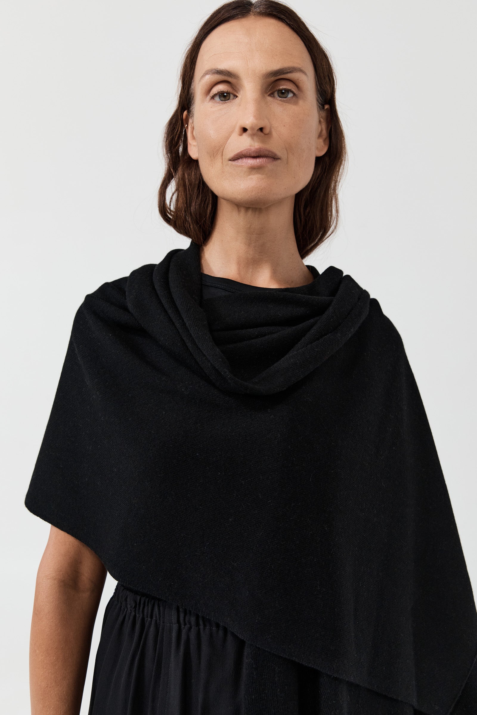 Cashmere Scarf - Black with Embroidery