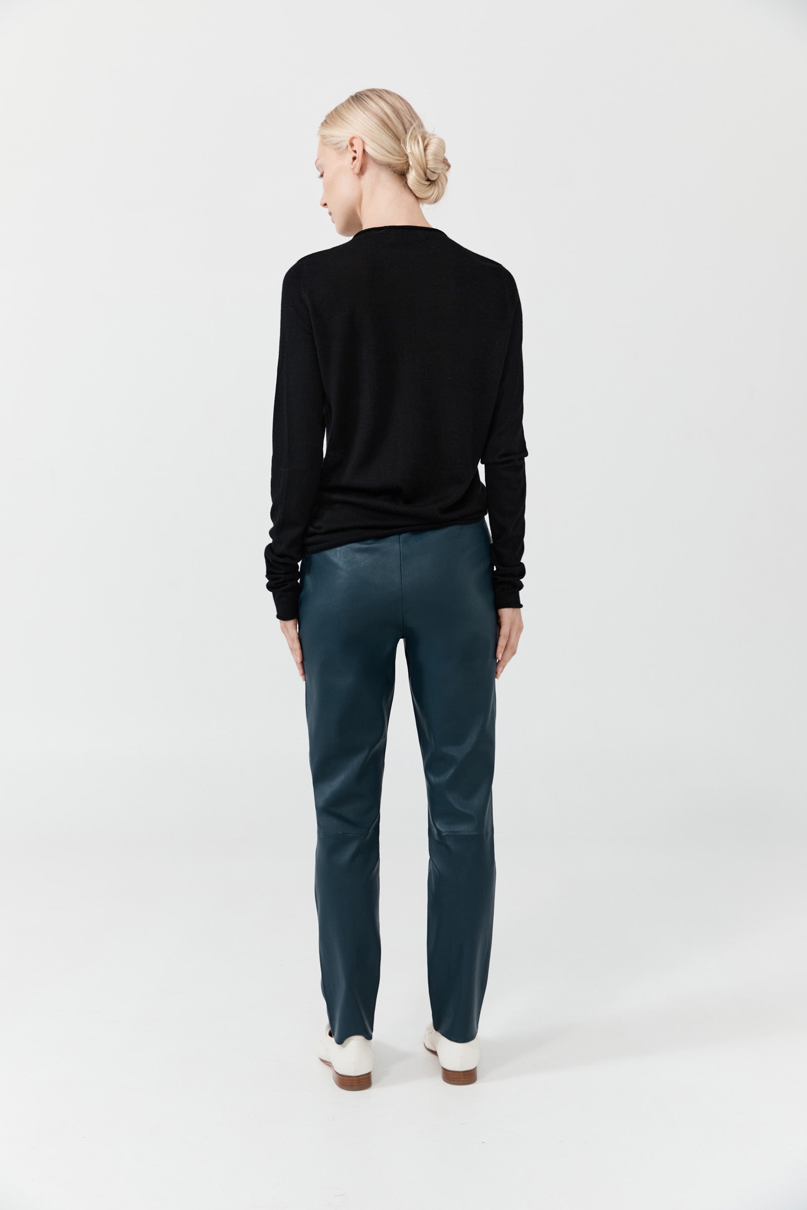 Stretch Leather Slouch Pant - Dark Storm