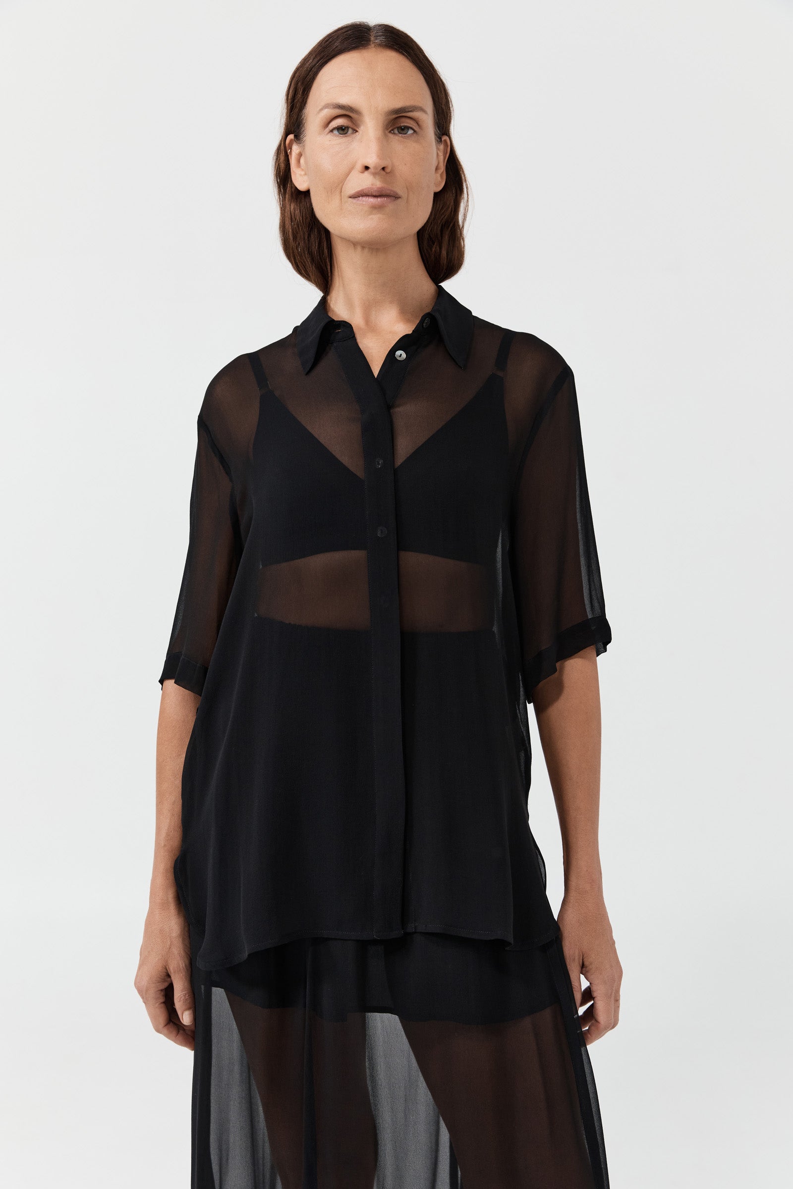 Relaxed Shirt - Black Georgette