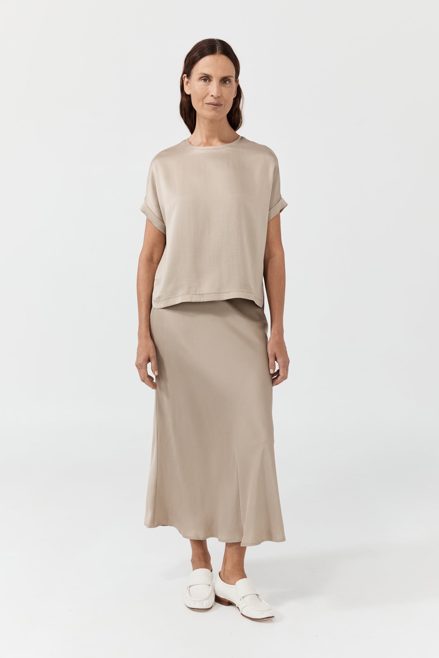 Relaxed Silk T-Shirt - New Beige