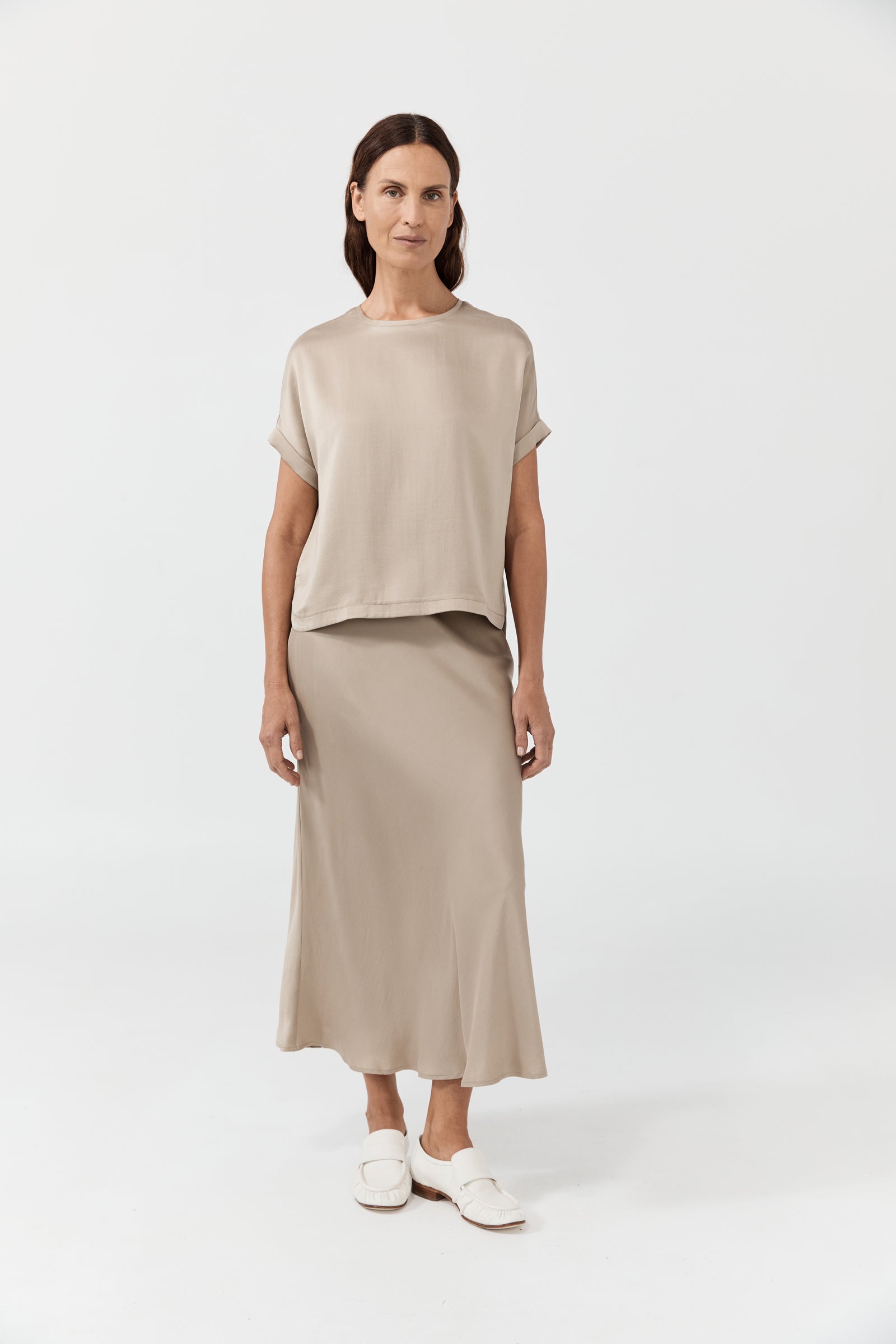 Relaxed Silk T-Shirt - New Beige