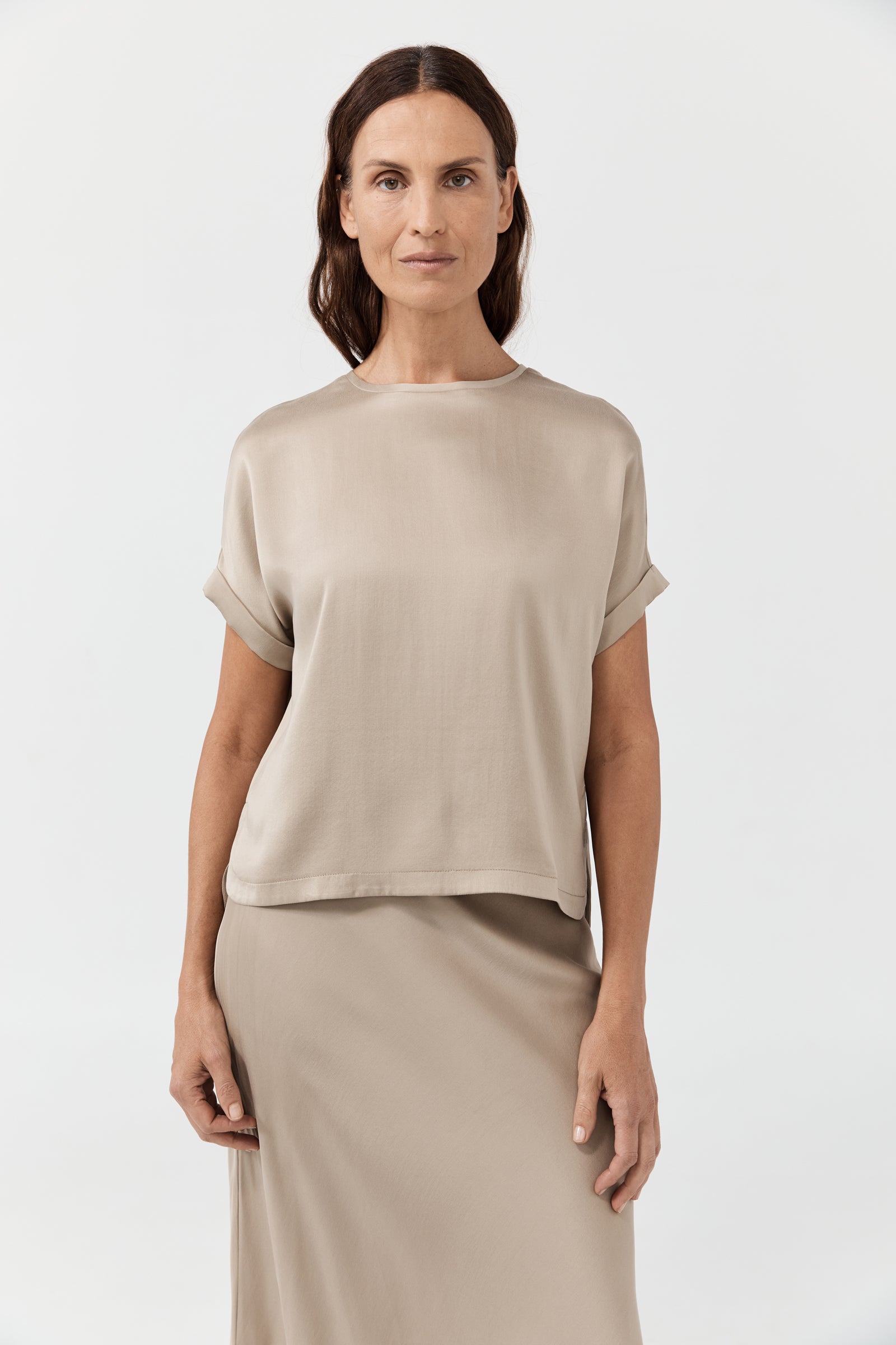 Relaxed Silk T-Shirt - New Beige