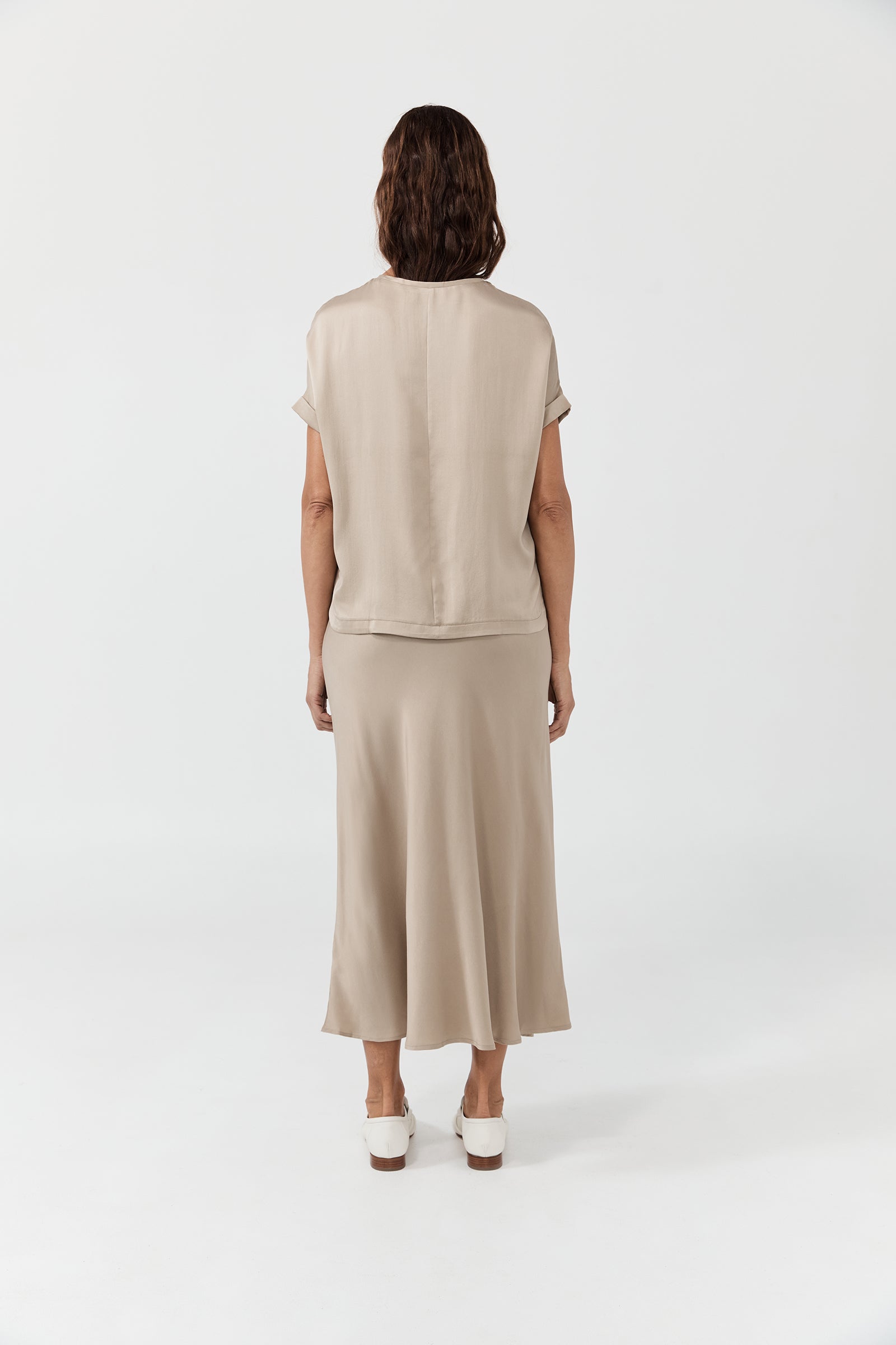 Maxi Bias Silk Skirt - New Beige
