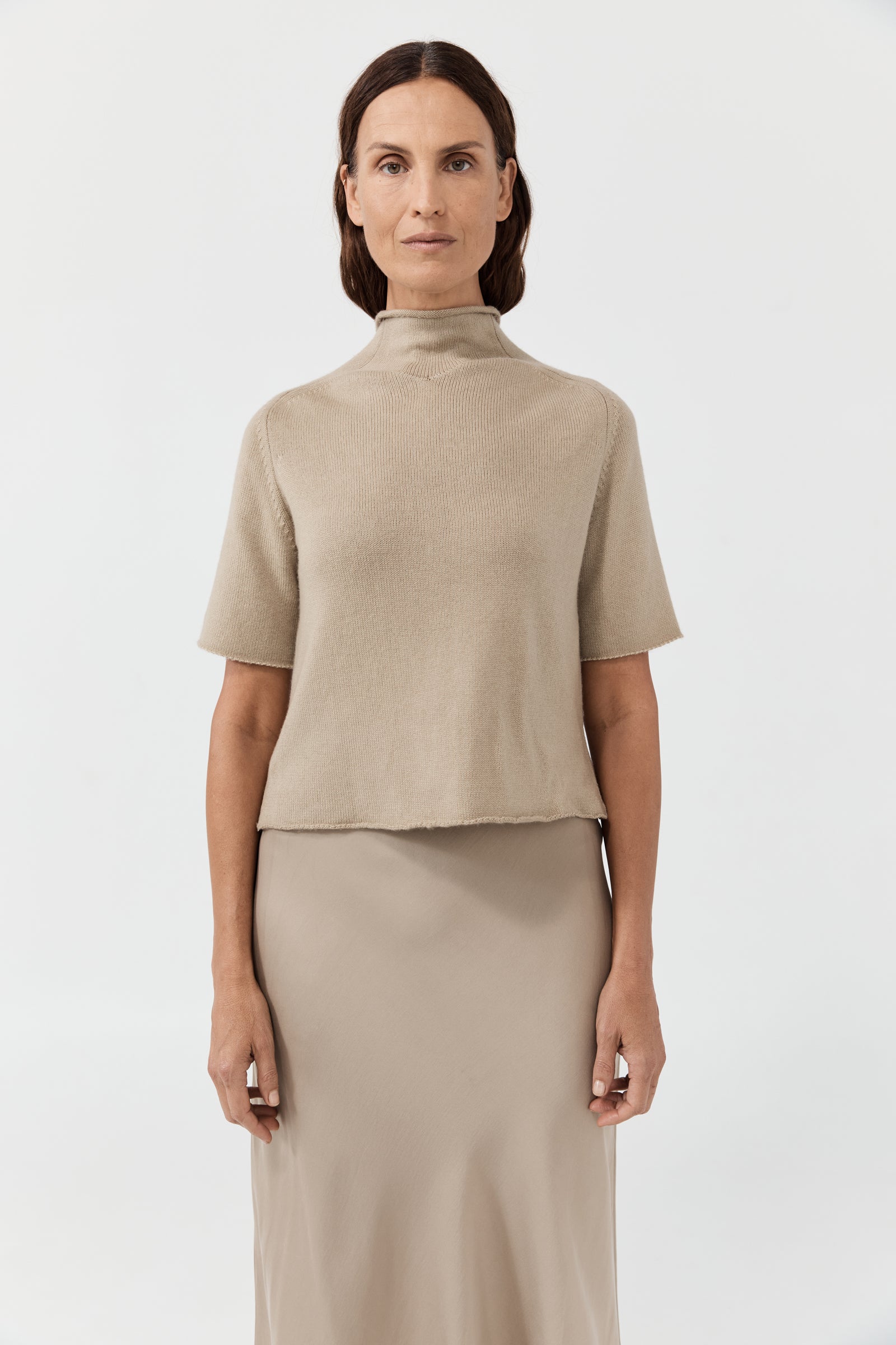 Maxi Bias Silk Skirt - New Beige