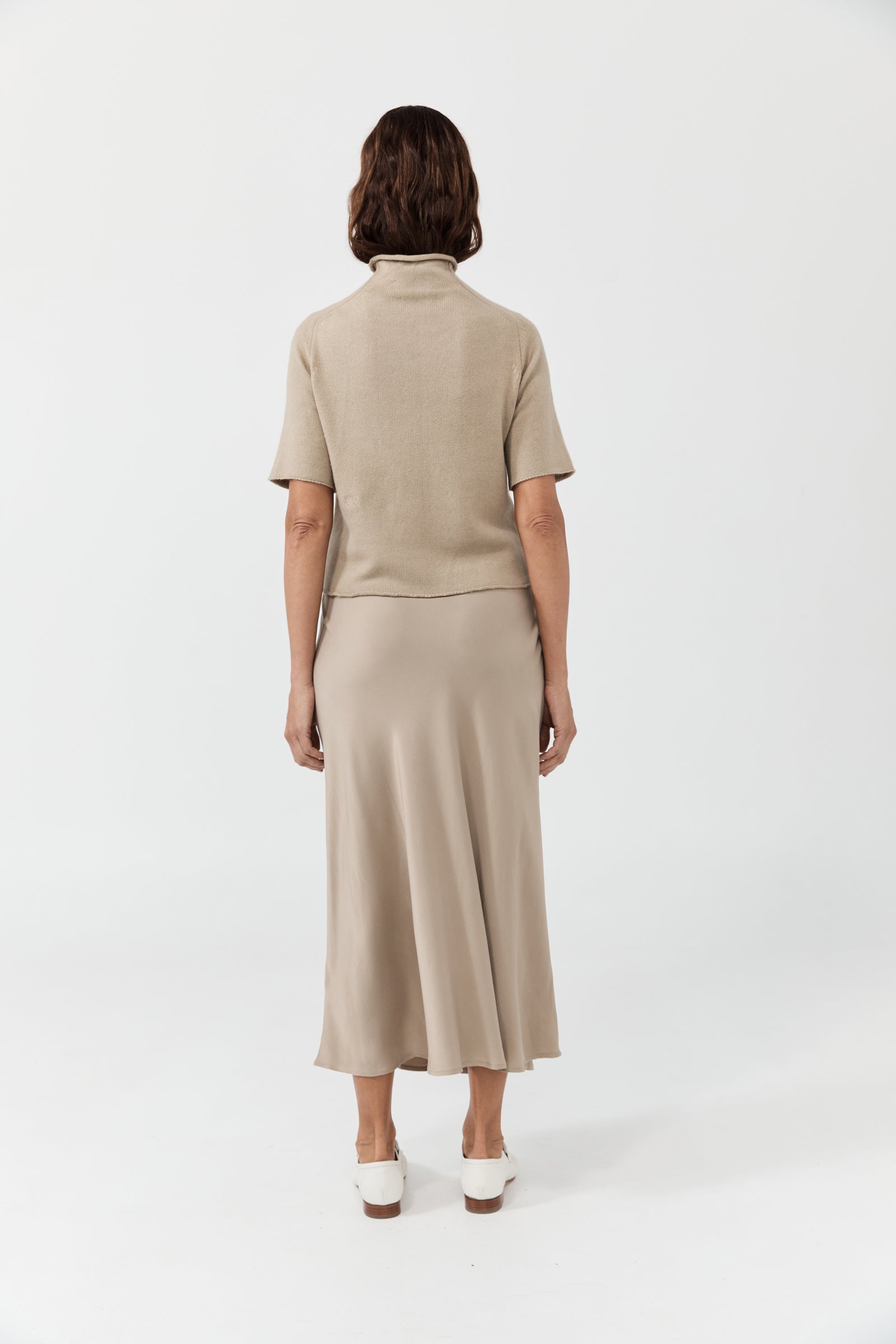 Maxi Bias Silk Skirt - New Beige