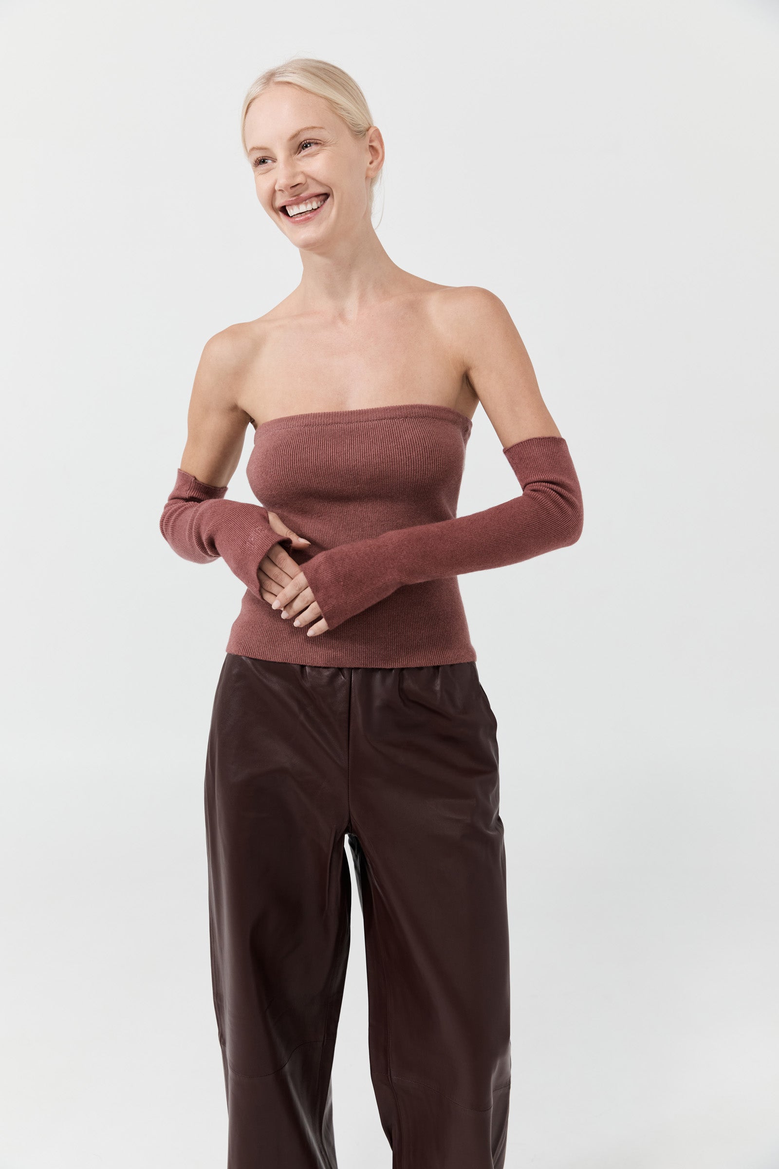 Cashmere Strapless Top - Smoky Rose