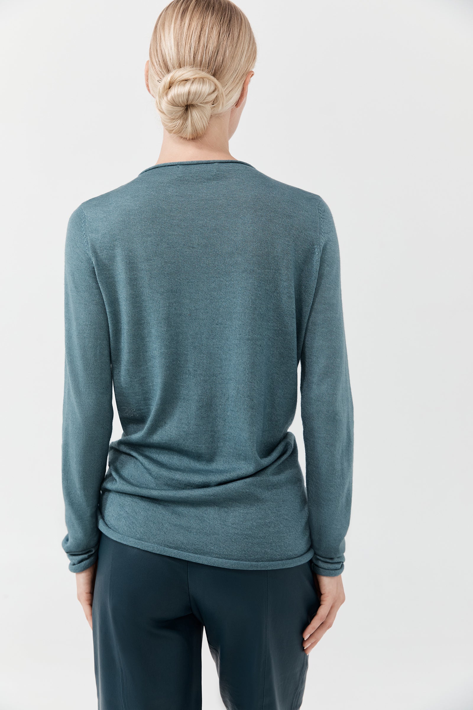 Cashmere Fitted Crew Neck - Storm