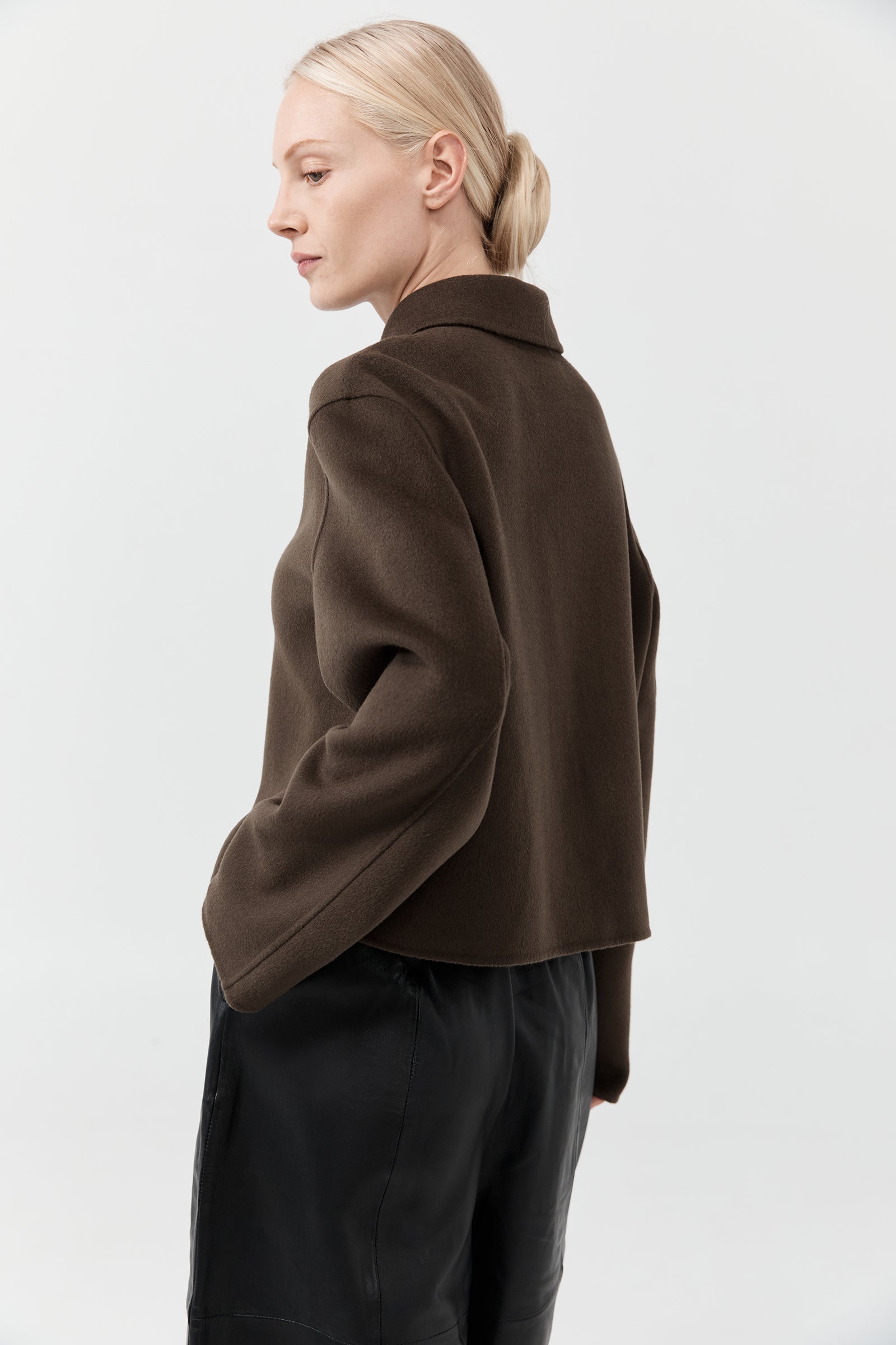 Cashmere Cropped Coat - Teak