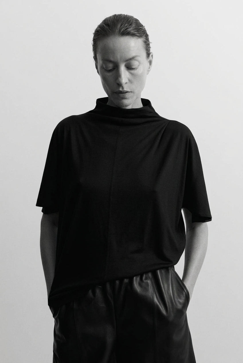 Merino Draped T - Black