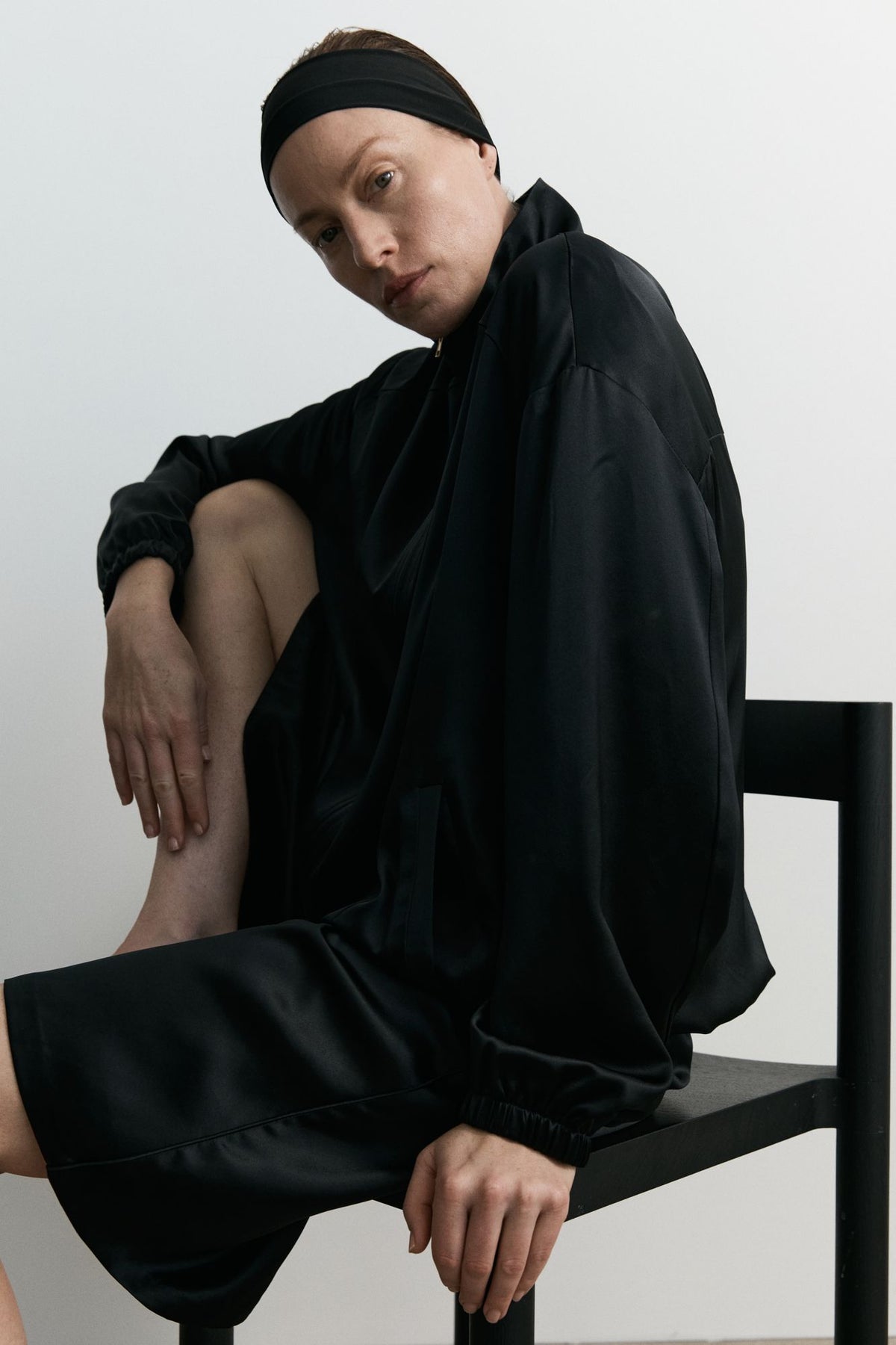 Longline Bomber - Black Luxe Silk