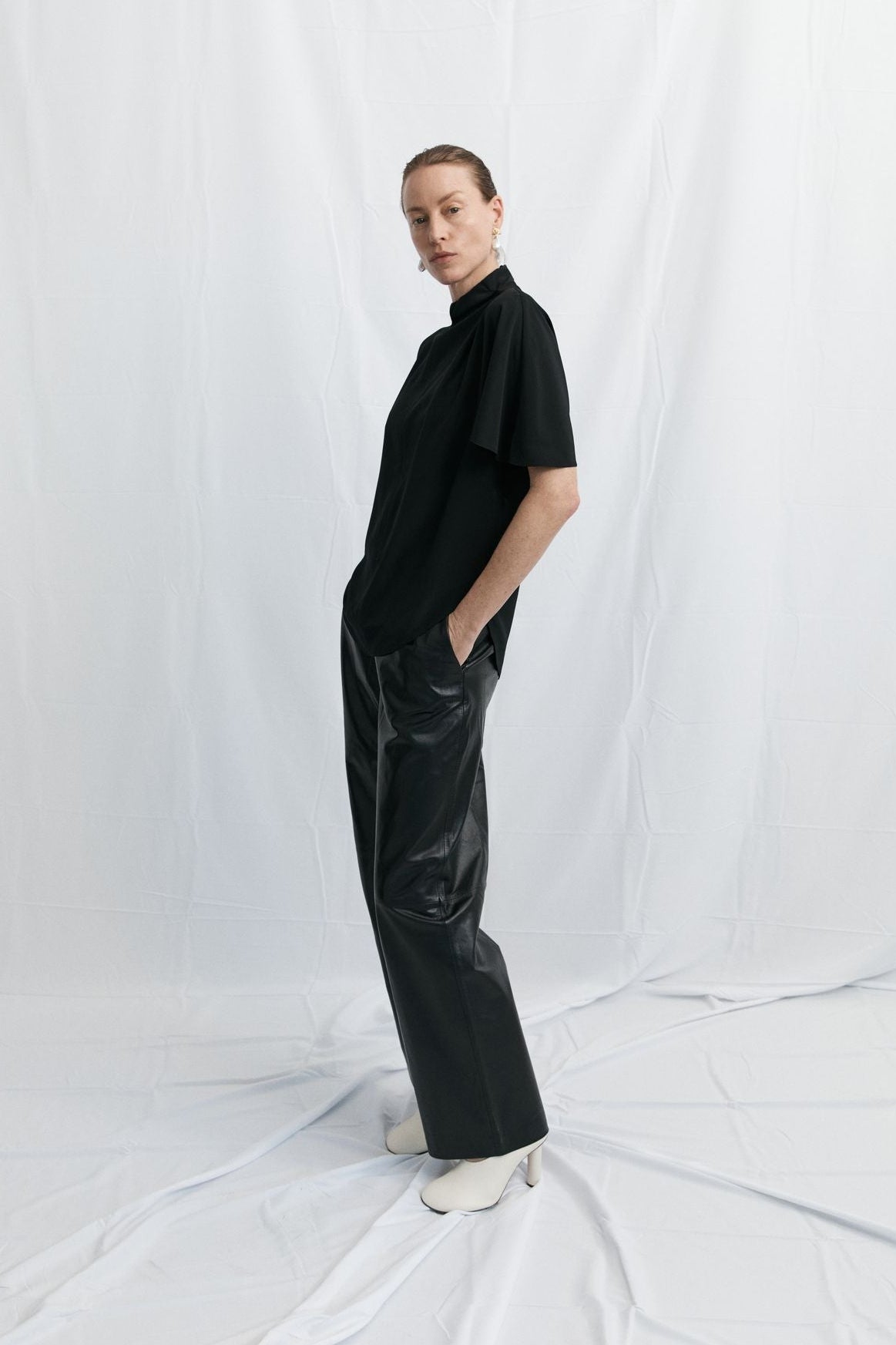 Relaxed Leather Pant - Black