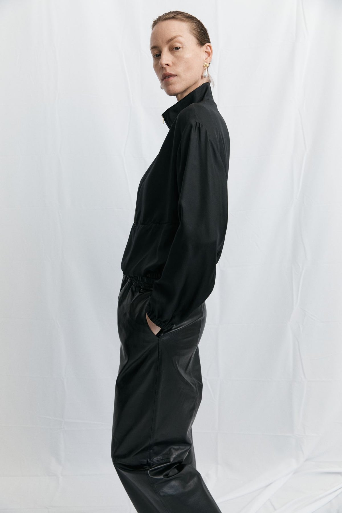 Zipped Blouse - Black Silk Twill