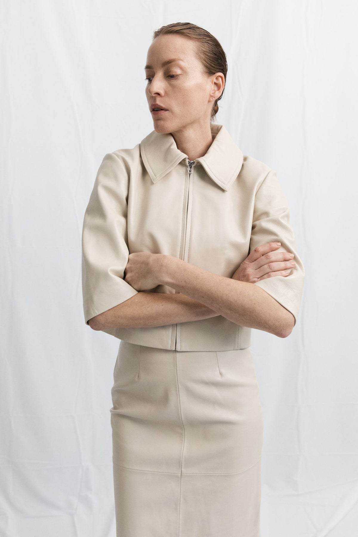 Leather Studio Jacket - Chalk