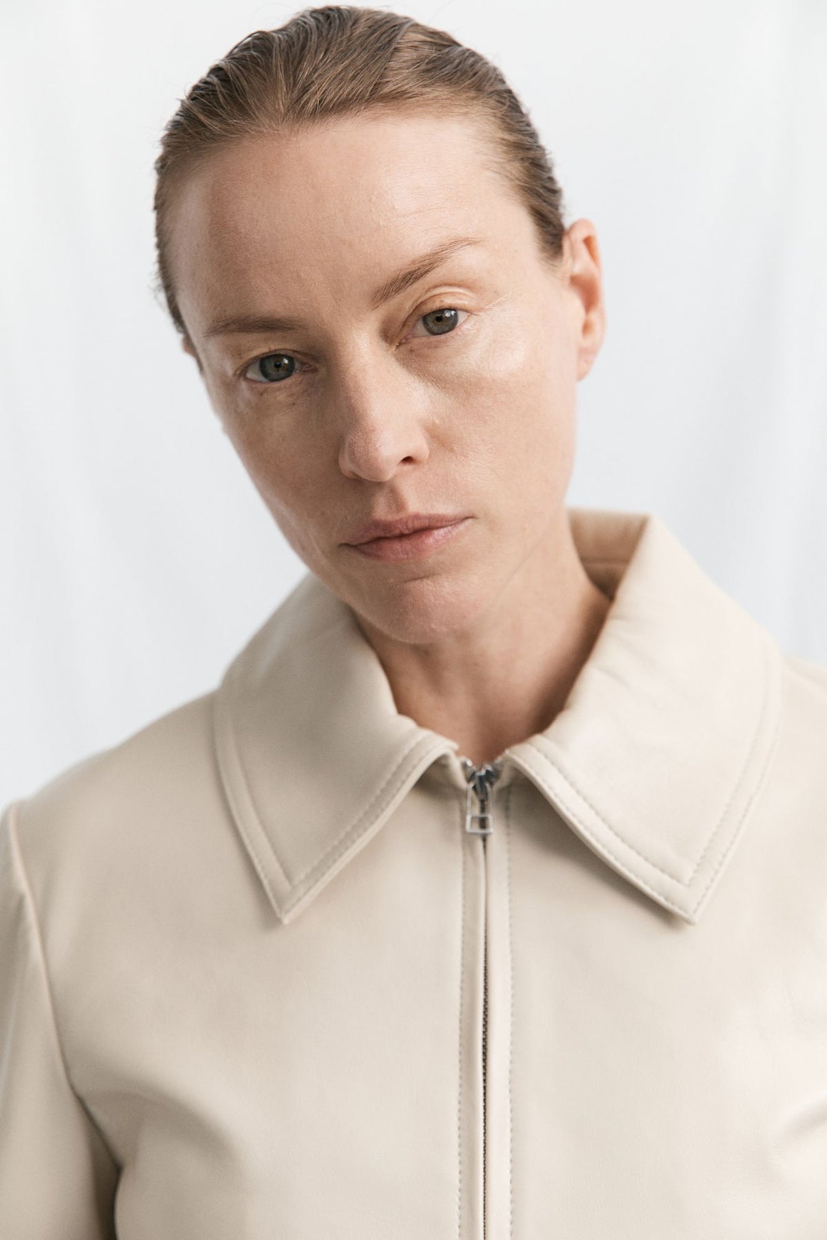 Leather Studio Jacket - Chalk