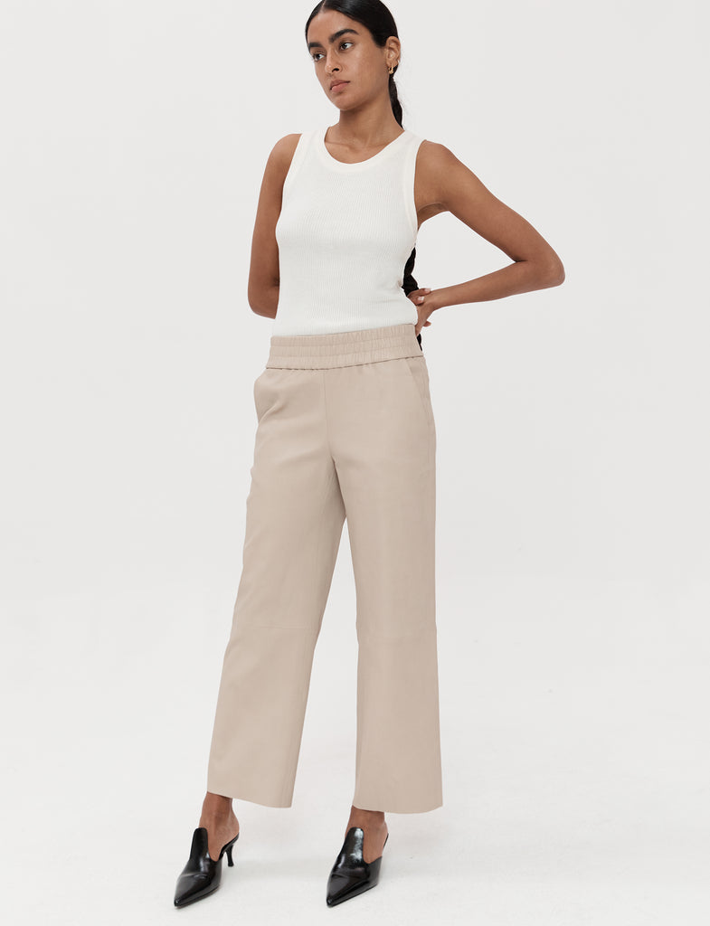 Silk/Cashmere Ribbed Tank - Cream