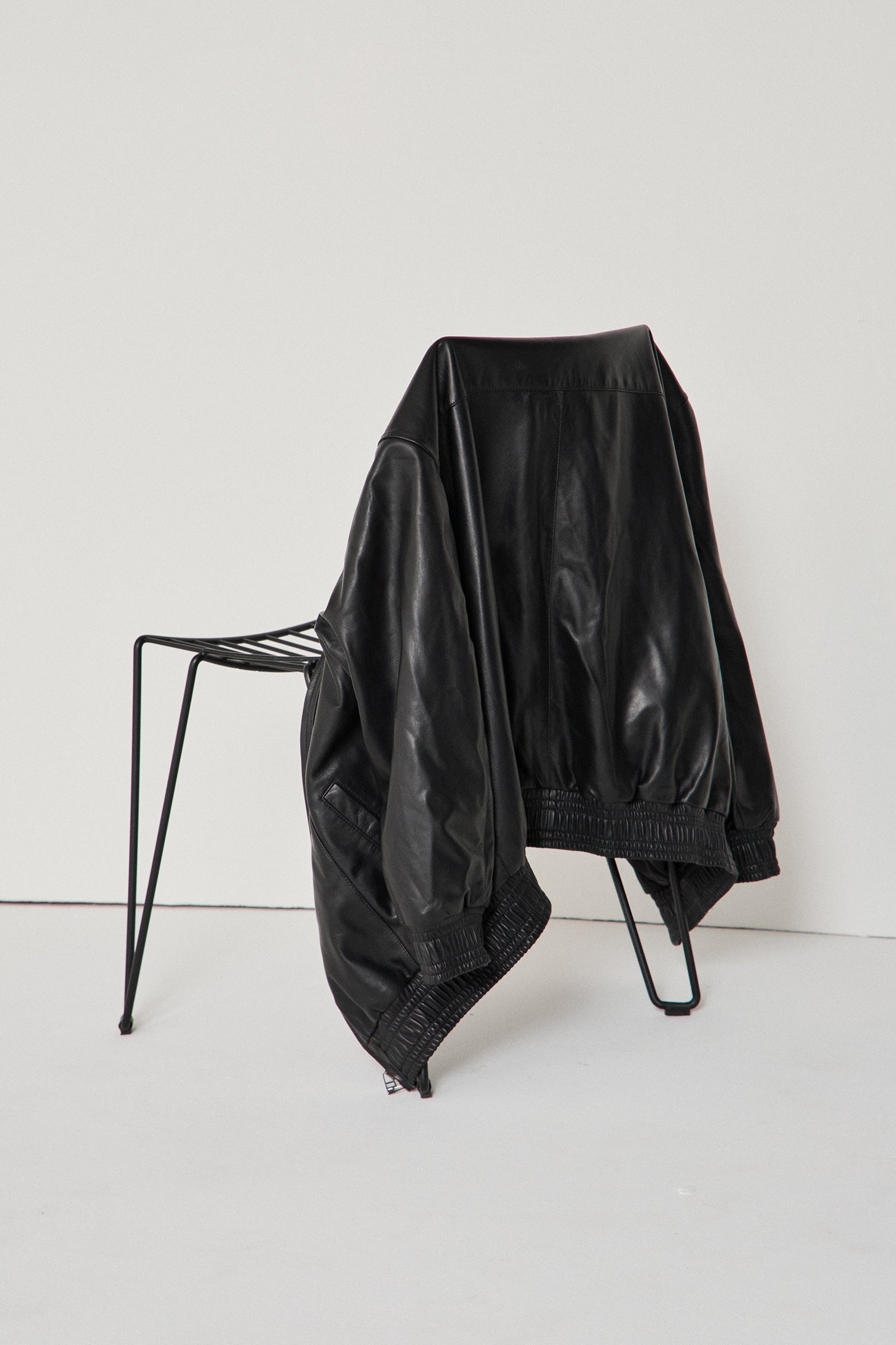 Leather Bomber - Black