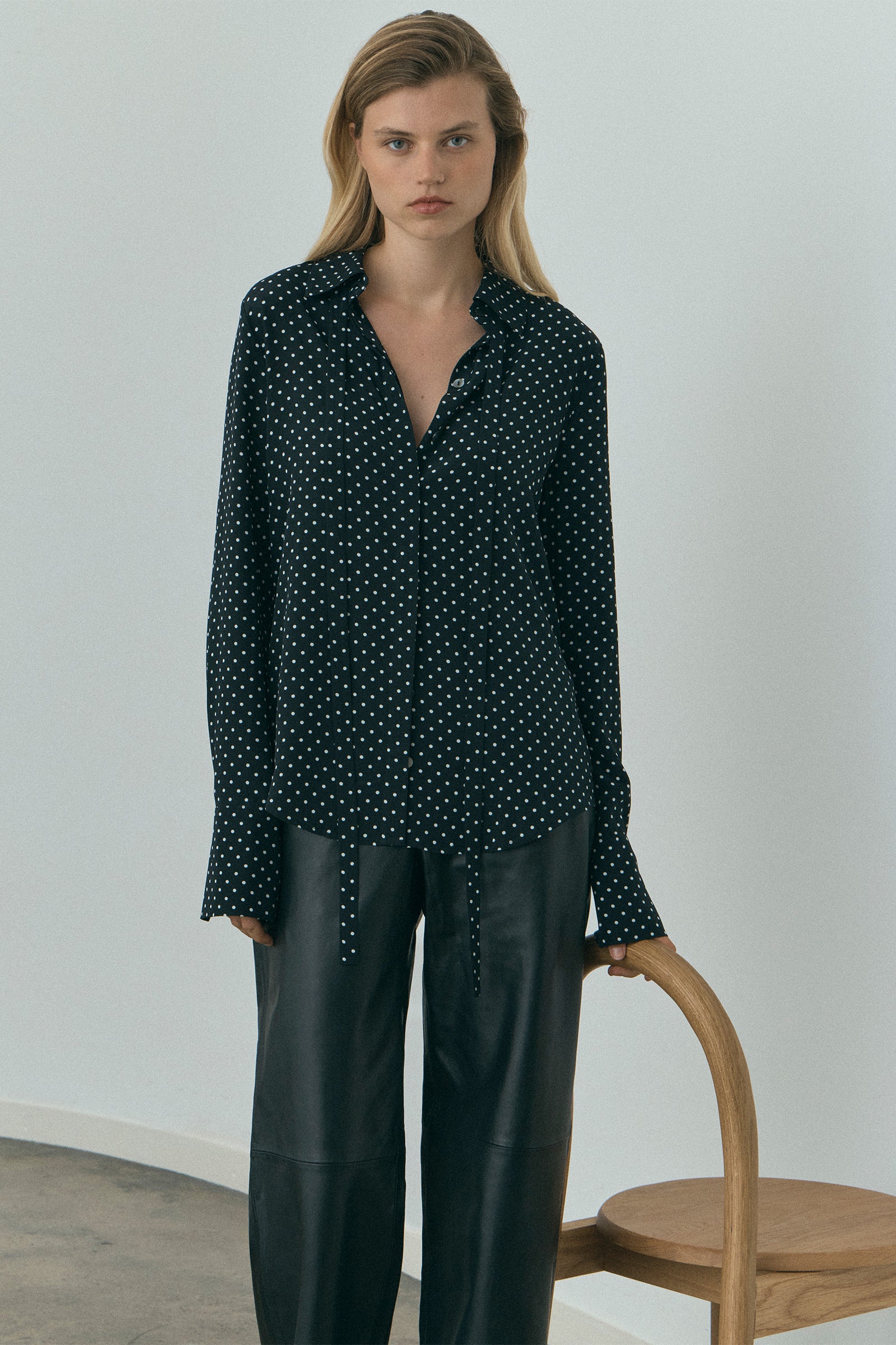 Perfect Shirt 2.0 - Polka Dot Black Silk