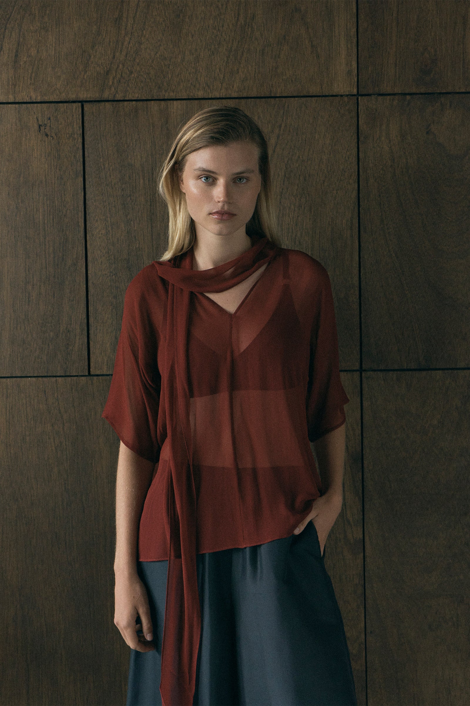 Silk Scarf T - Syrah Georgette