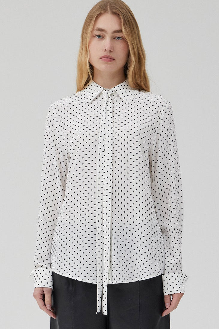 Perfect Shirt 2.0 - Polka Dot White Silk