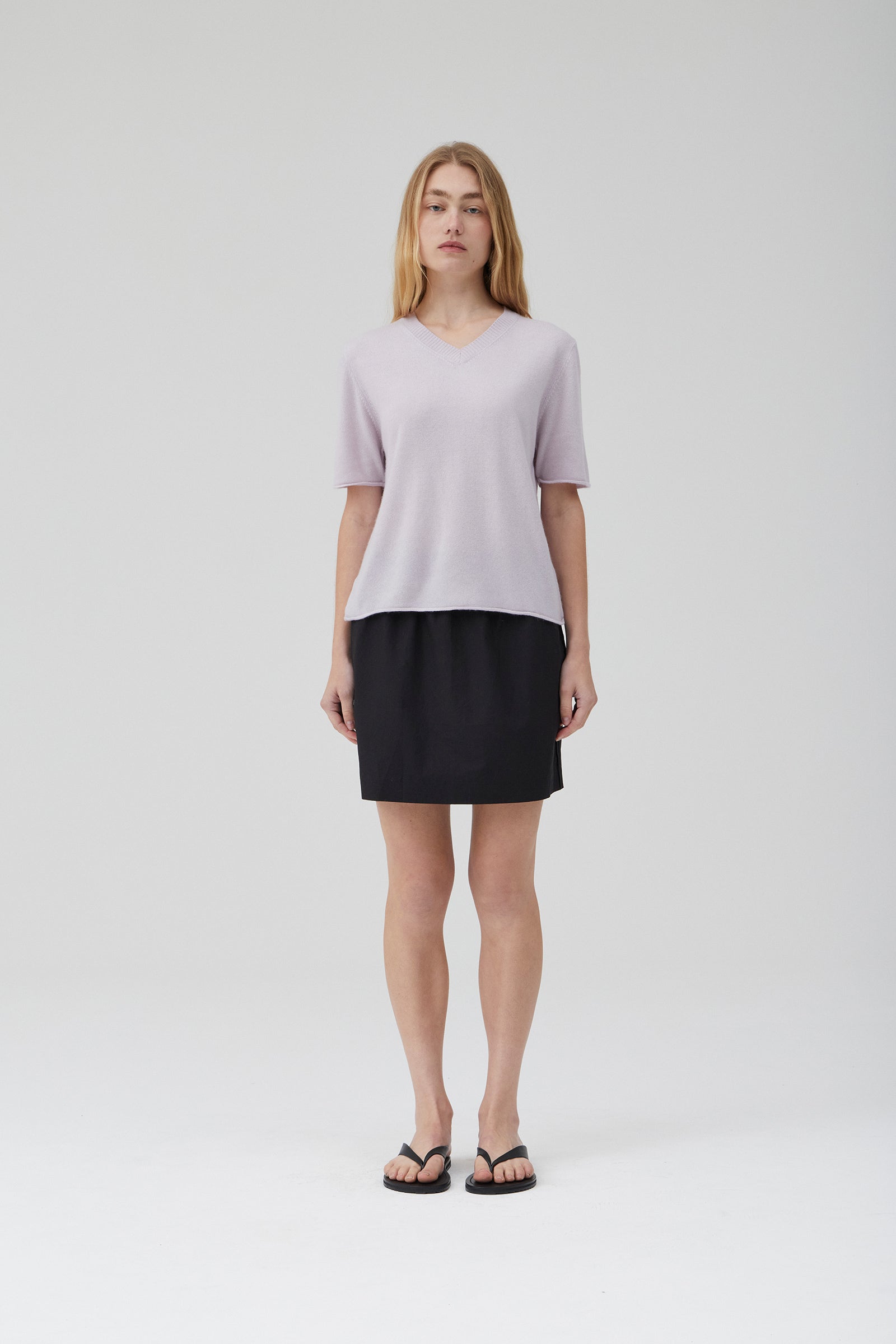 Cashmere Shrunken V-Neck T - Lilac Whisper