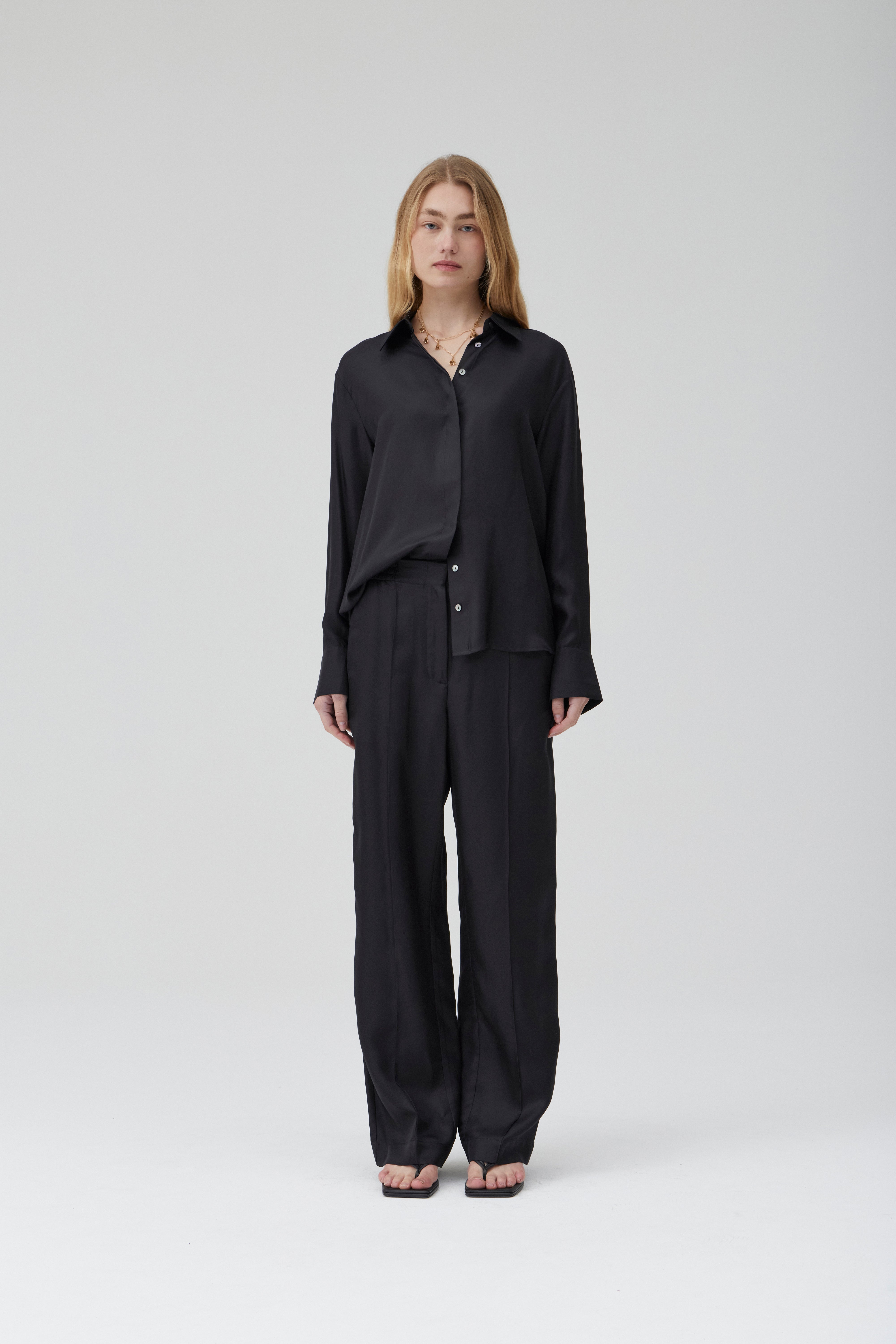 Easy Pant - Black Luxe Silk Twill