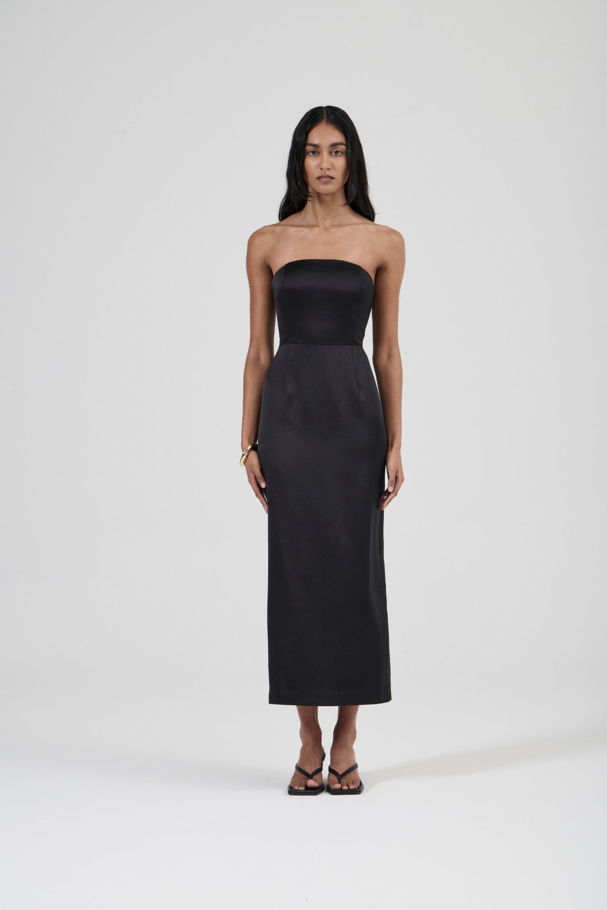 Strapless Silk Column Dress - Black