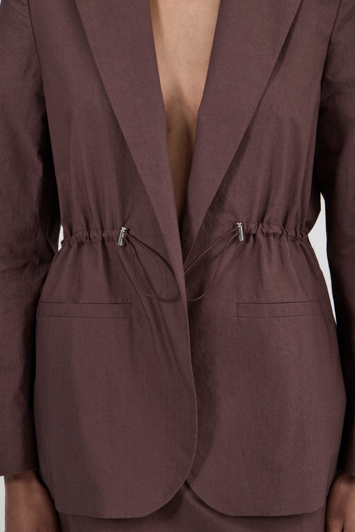 Cinched Cotton Blazer - Black Fig