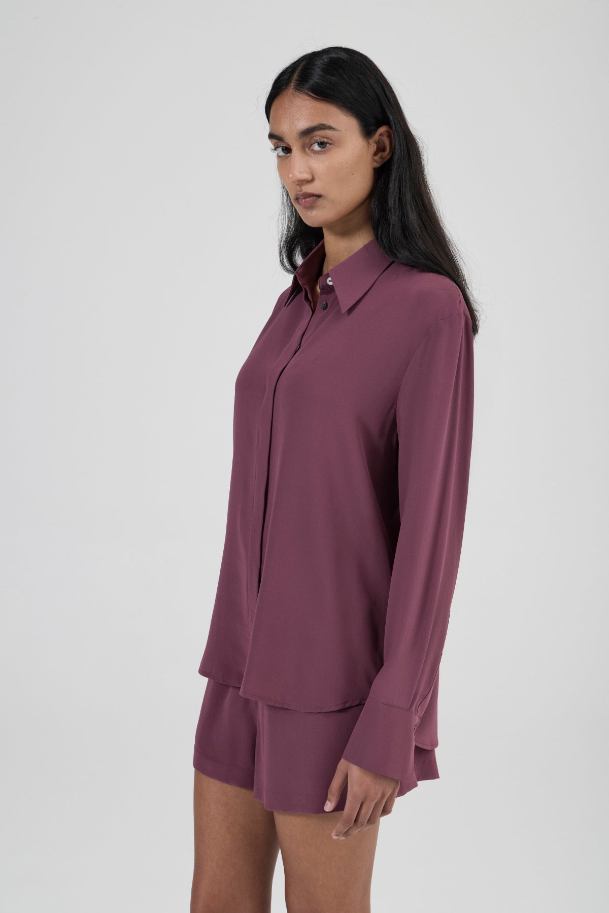 Hero Shirt - Eggplant Luxe Silk