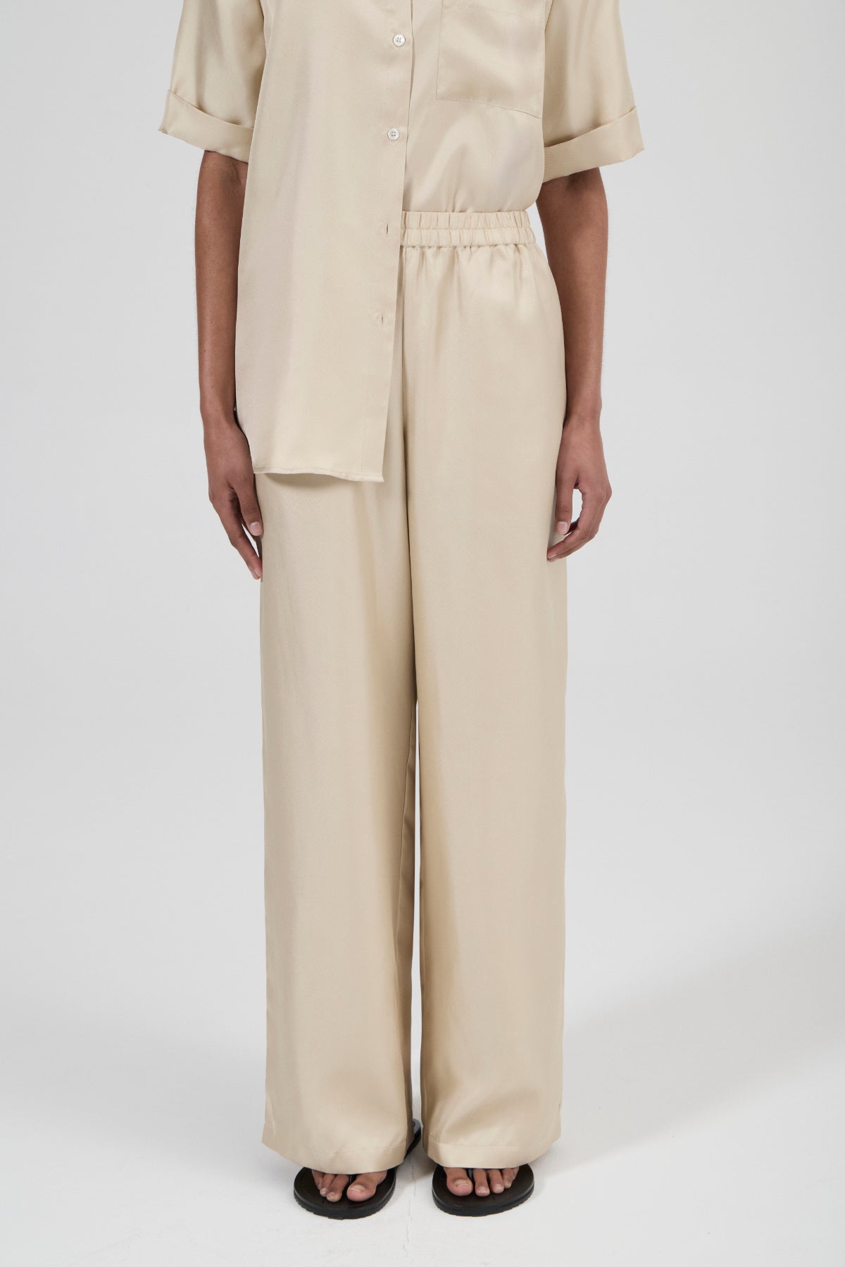 Resort Silk Pant - Creme Brulee Silk Twill