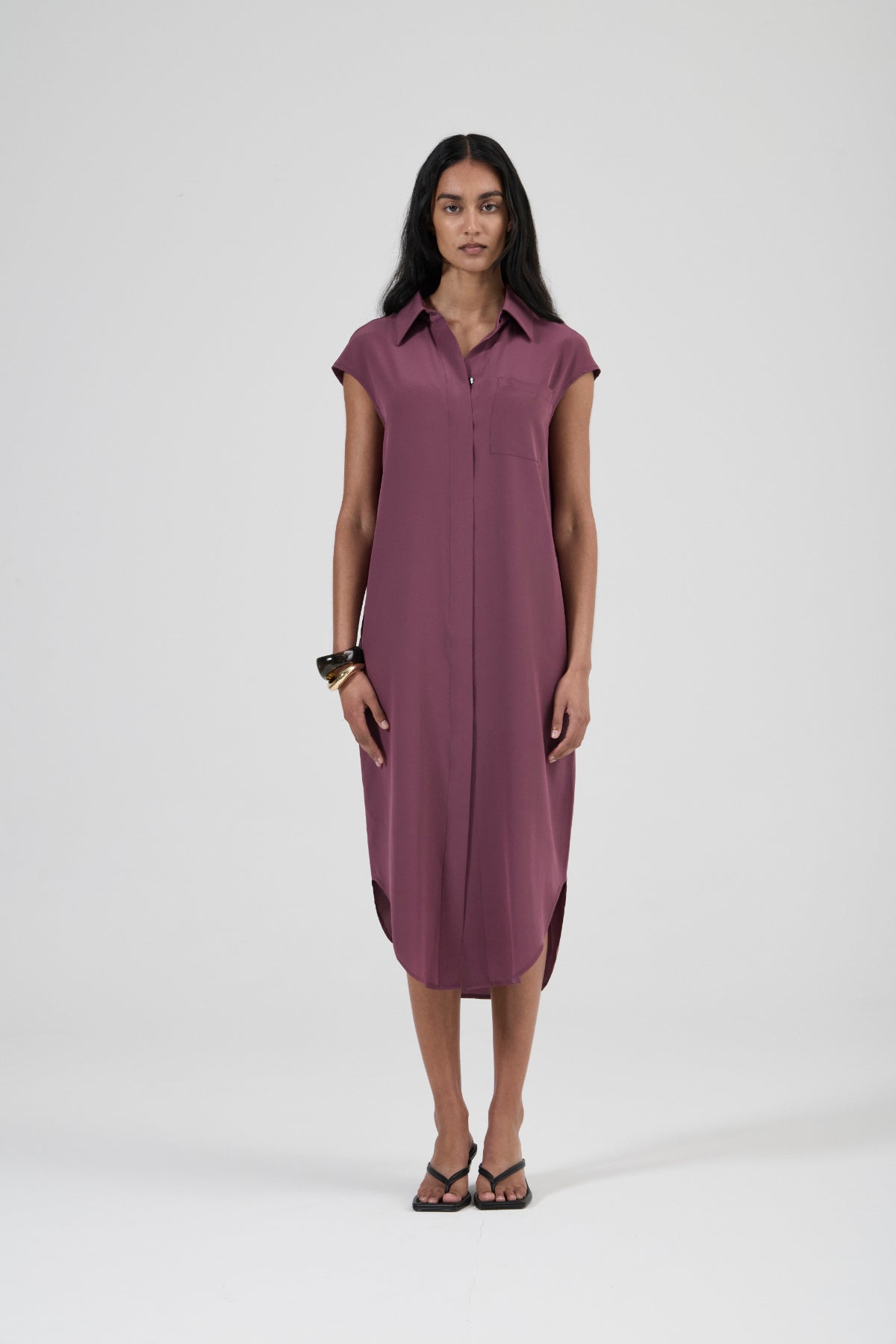Pool Dress - Eggplant Luxe Silk