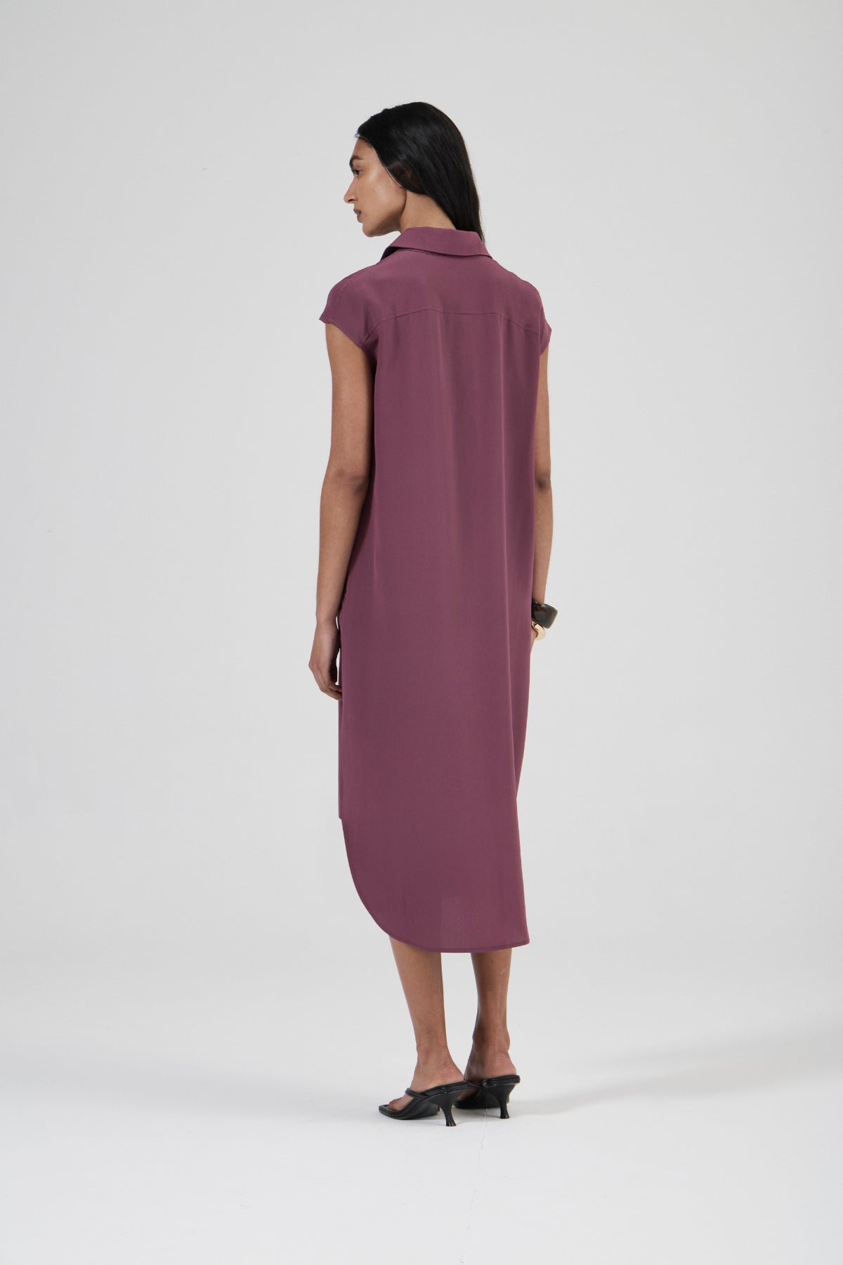 Pool Dress - Eggplant Luxe Silk