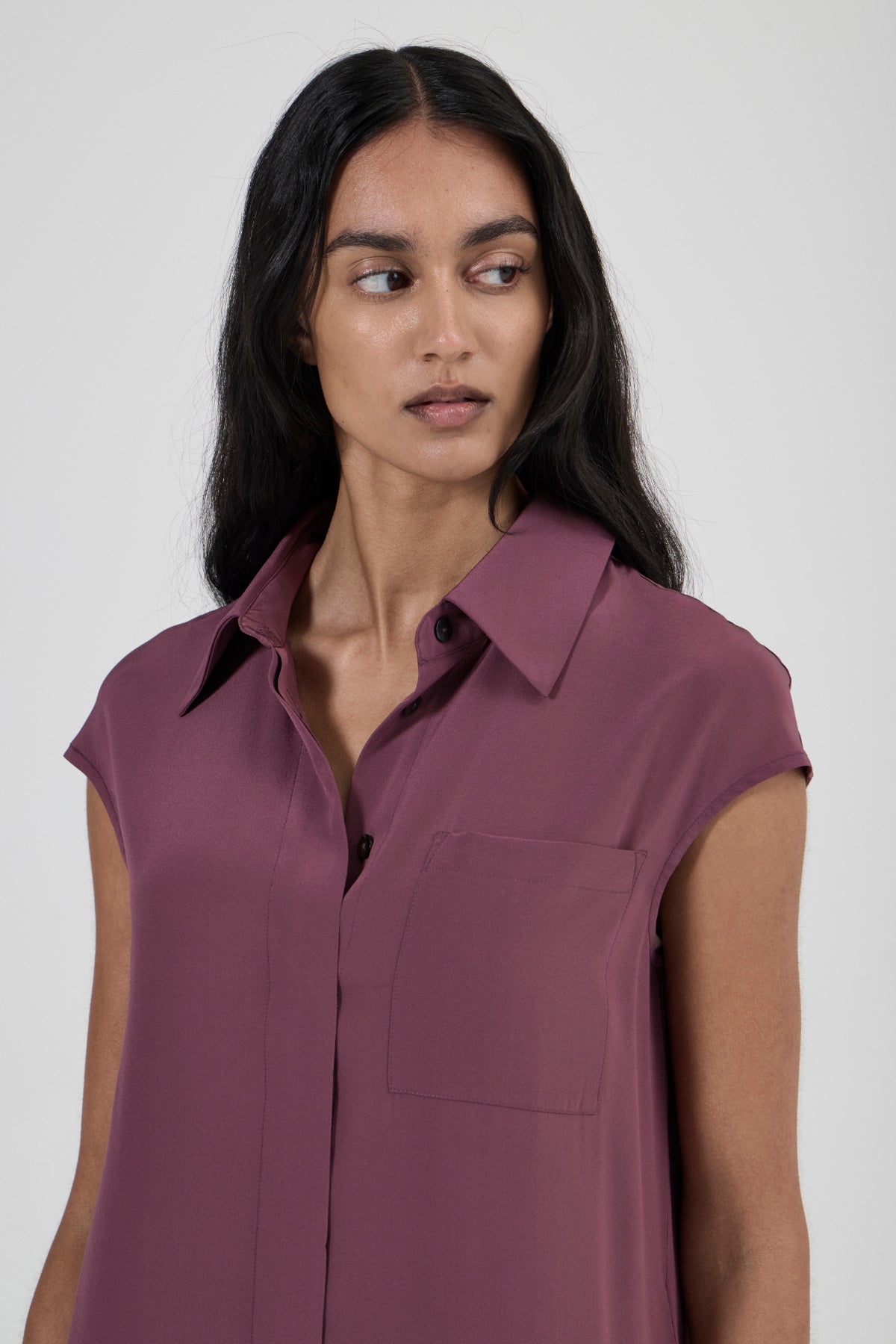 Pool Dress - Eggplant Luxe Silk