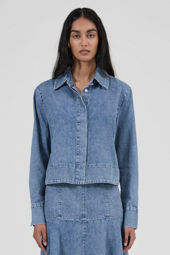 Cropped Shirt - Aged Denim