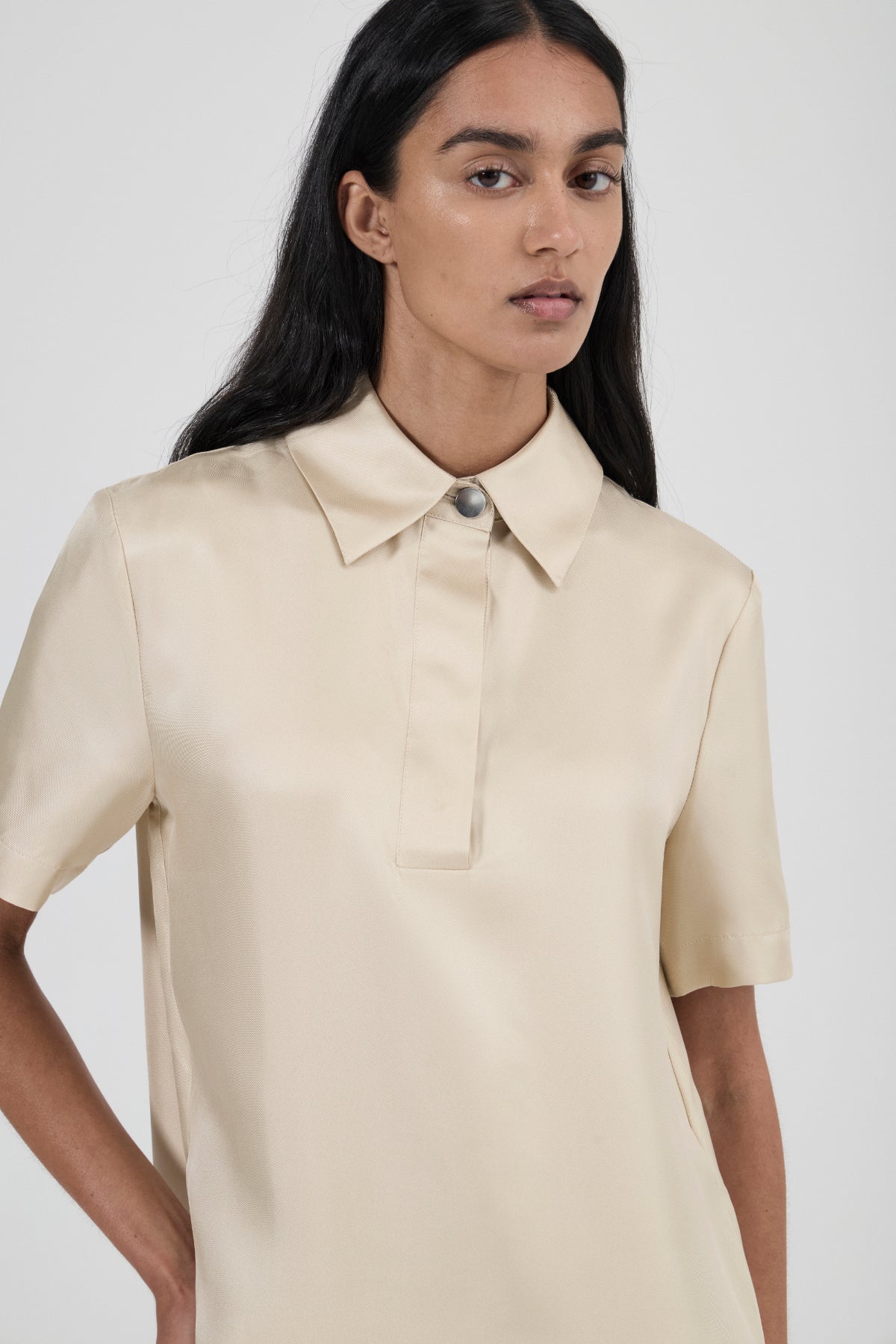 Polo Dress - Creme Brulee Silk Twill