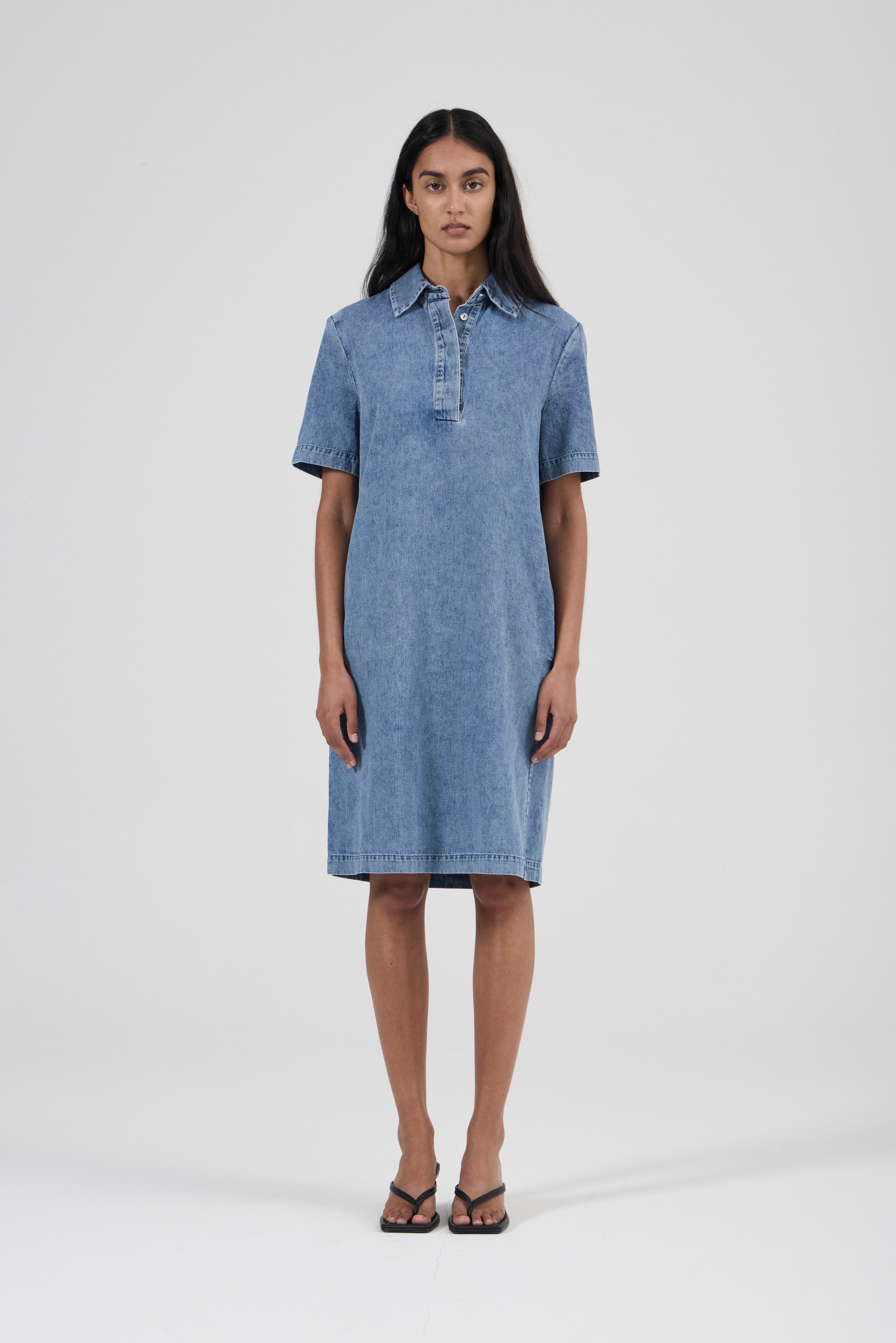 Polo Dress - Aged Denim