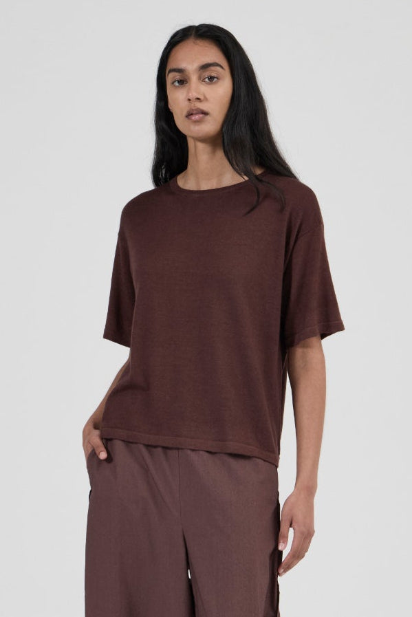 Longline Cashmere T - Black Fig