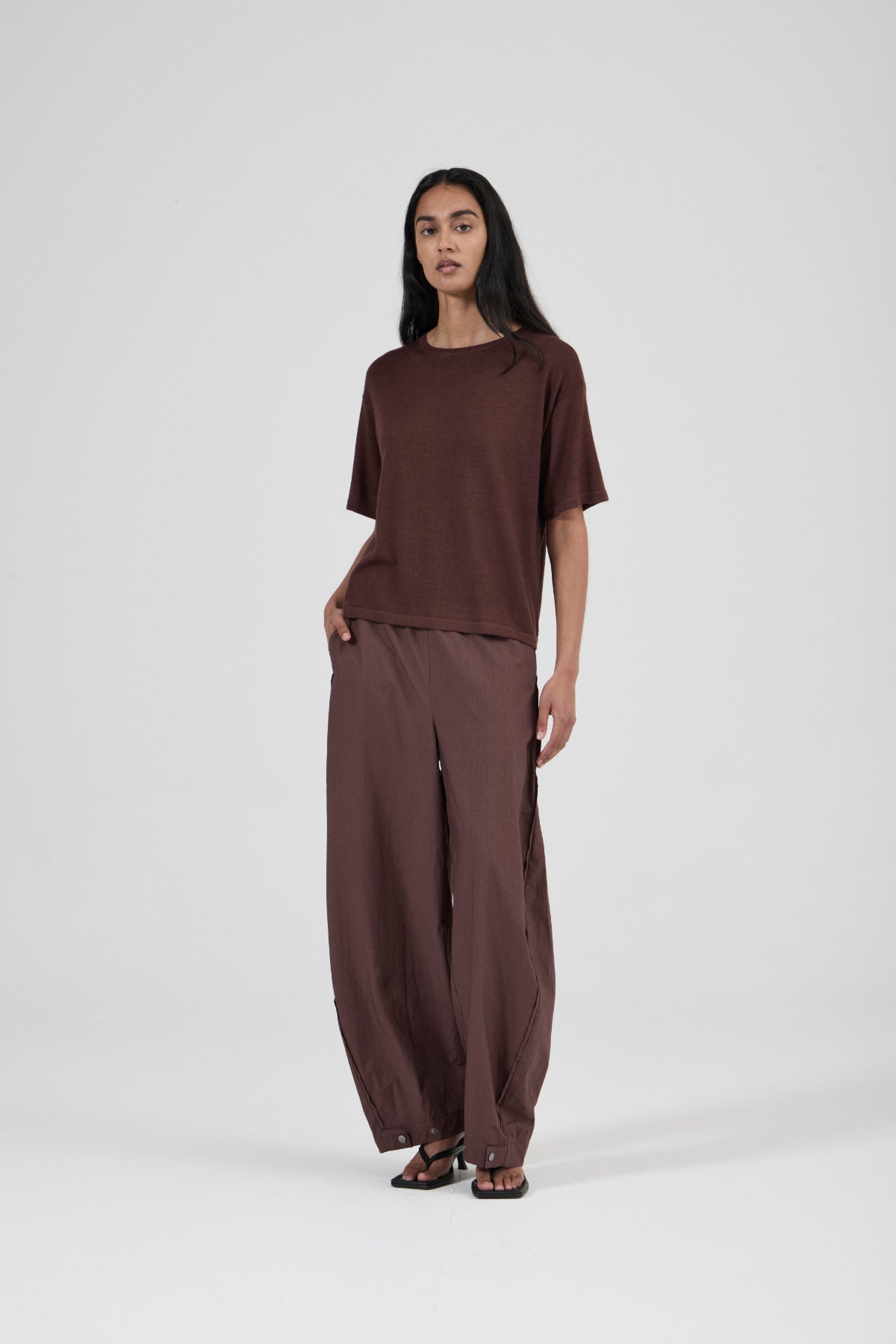 Longline Cashmere T - Black Fig