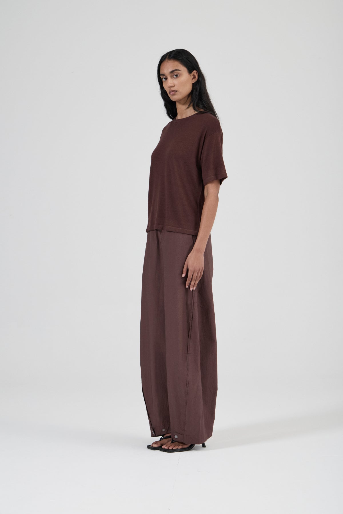 Longline Cashmere T - Black Fig