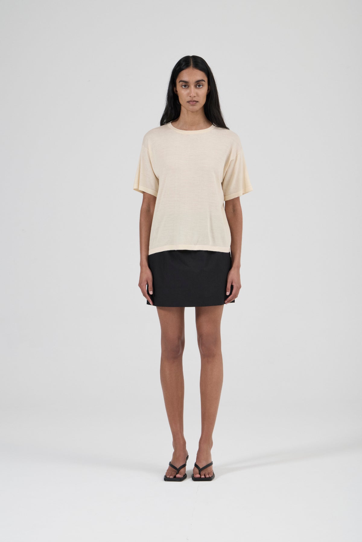 Longline Cashmere T - Creme Brulee